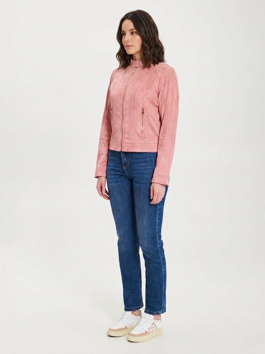 Rinascimento Veste de motard courte et pliée en imitation daim