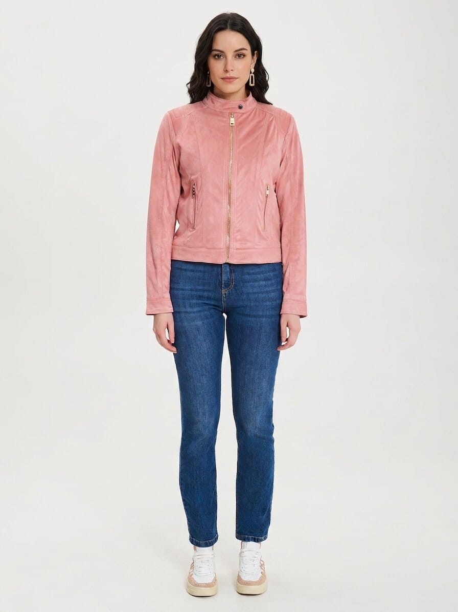 Rinascimento Veste de motard courte et pliée en imitation daim