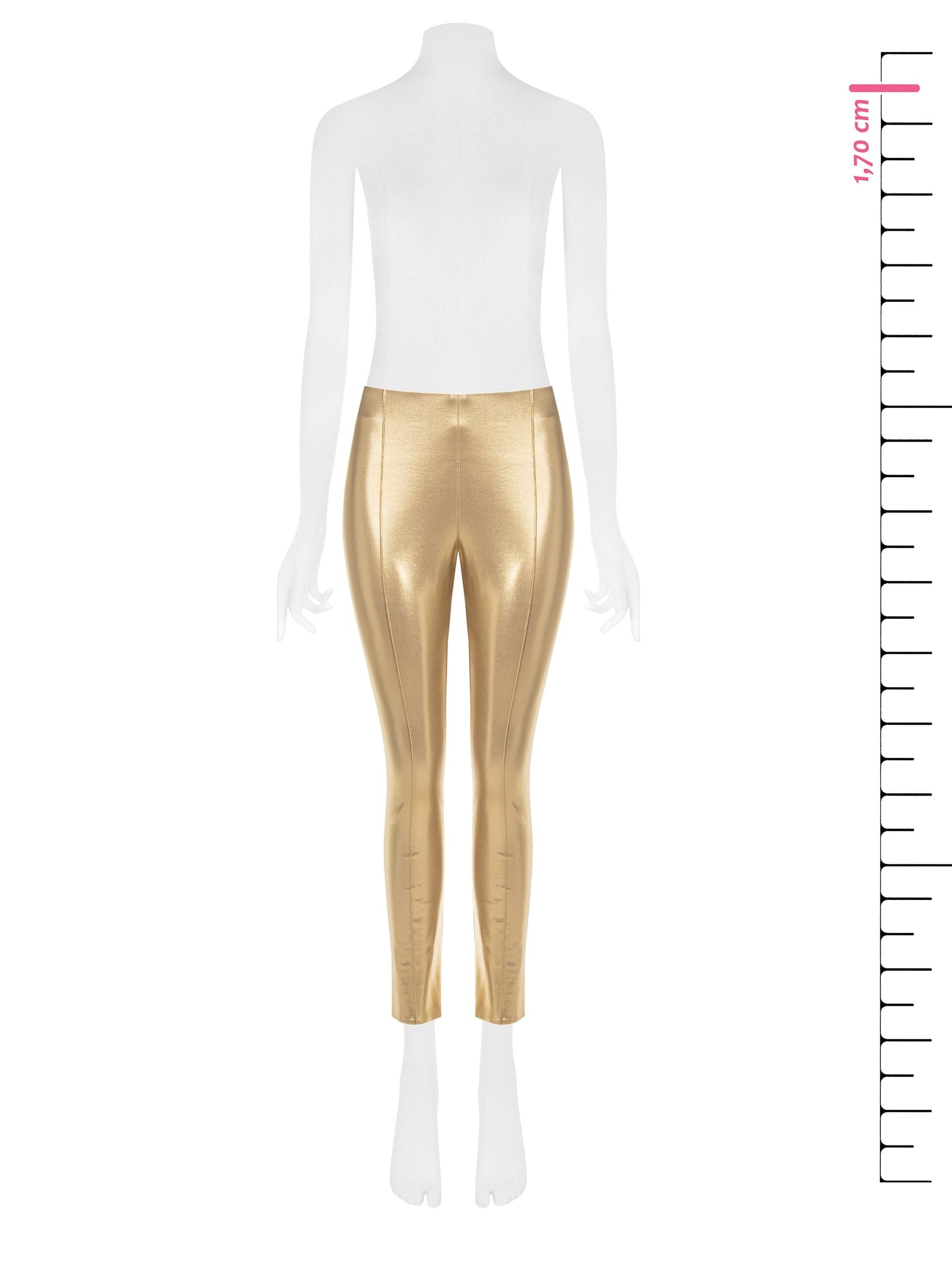 Rinascimento Gold Laminated Skinny Cigarette Trousers