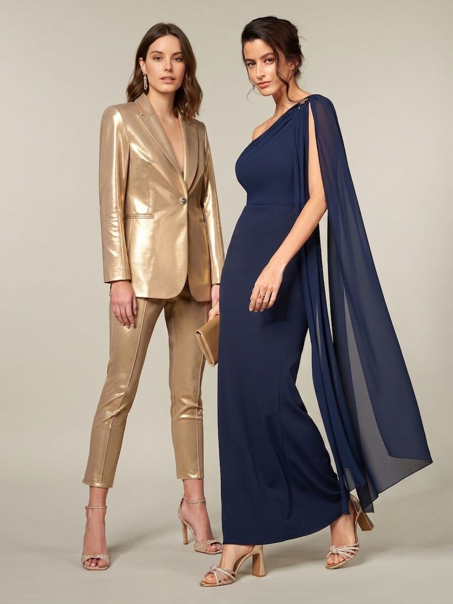 Rinascimento Gold Laminated Skinny Cigarette Trousers