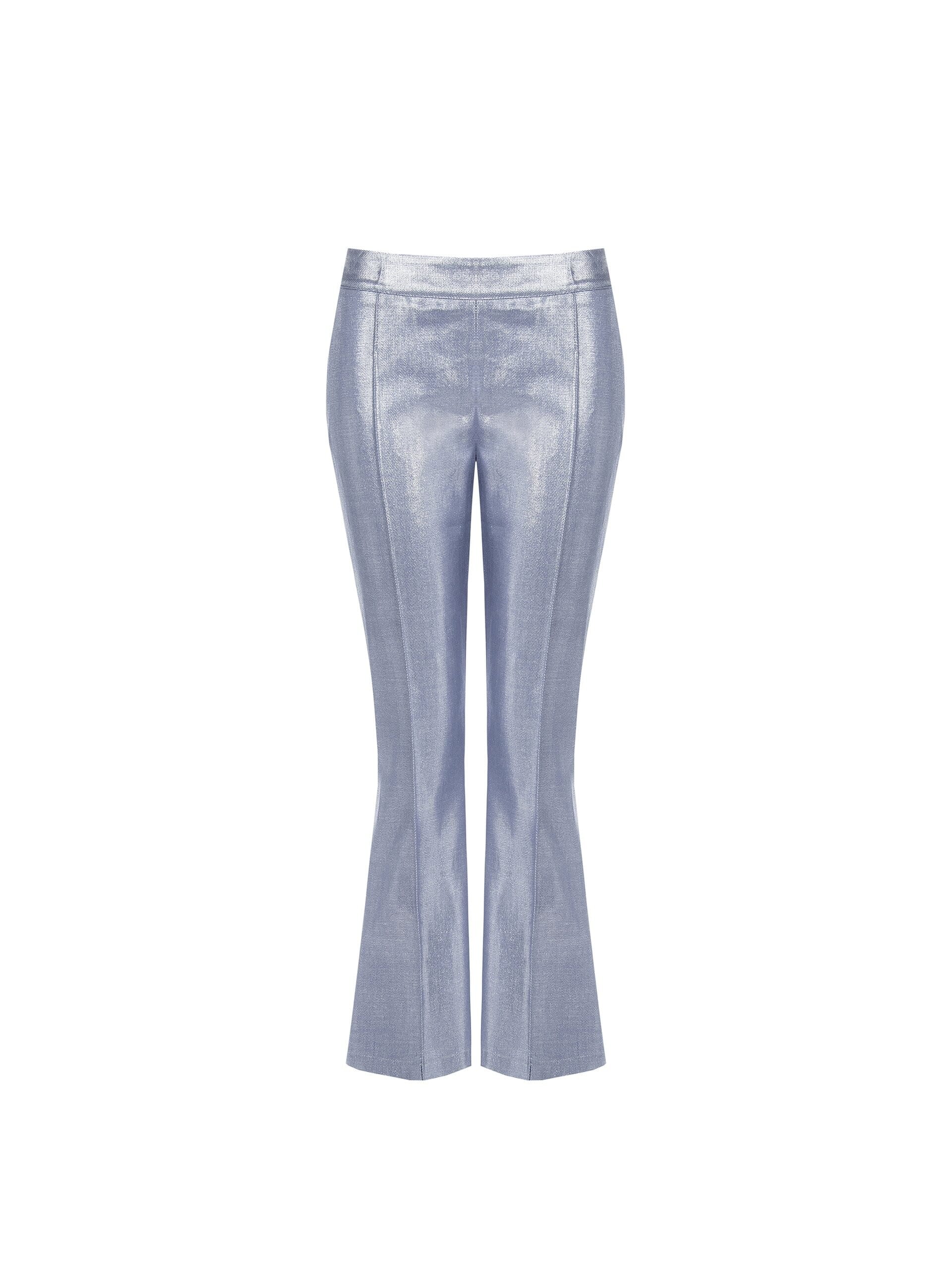 Laminated Denim Flared Trousers Rinascimento
