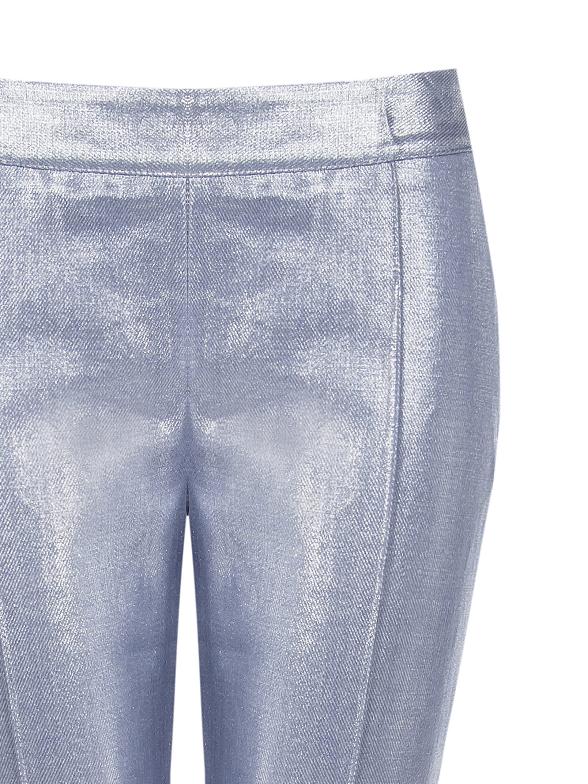 Laminated Denim Flared Trousers Rinascimento