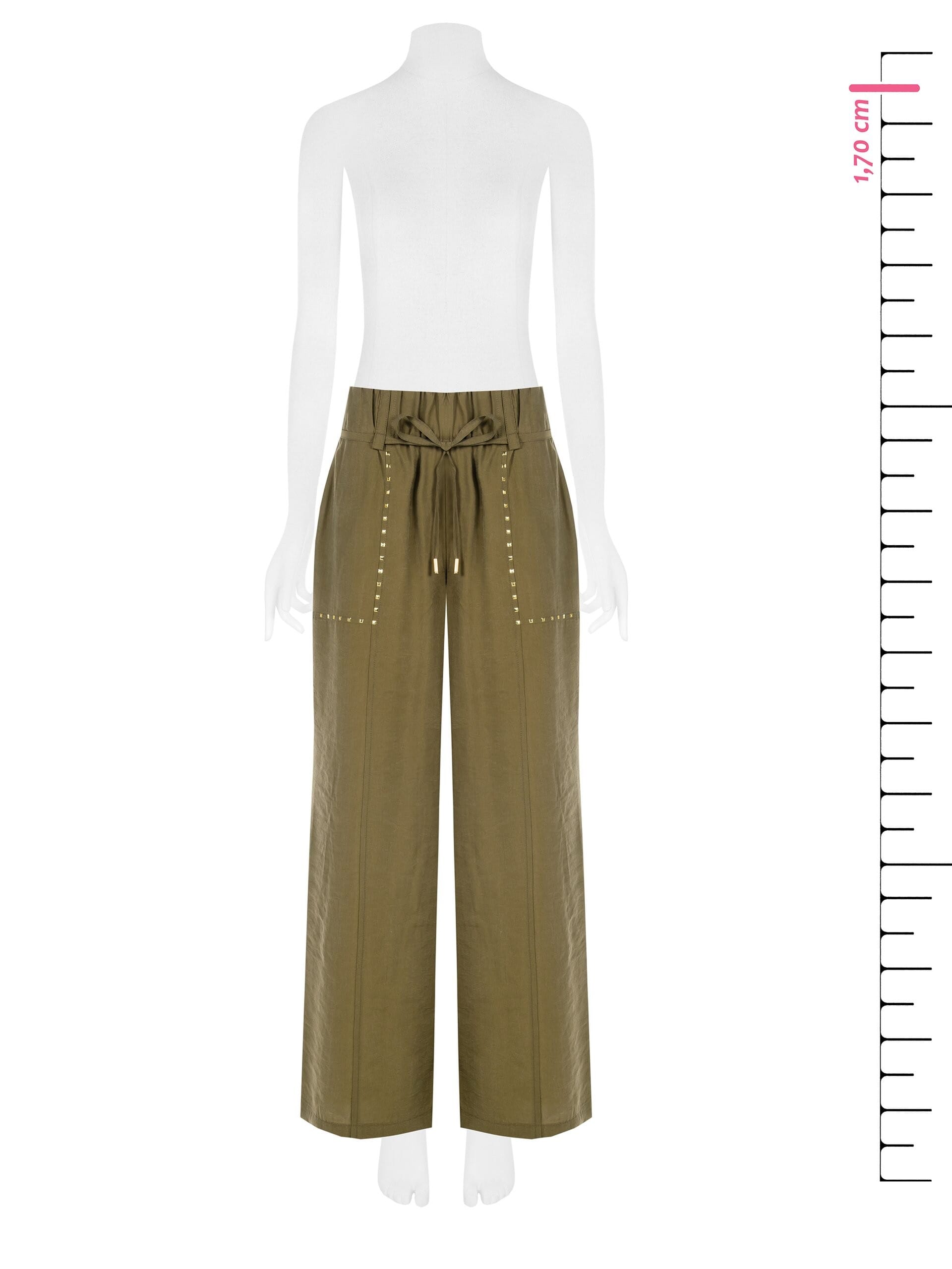 Pantalon de palais en tissu légèrement froissé avec clous Rinascimento