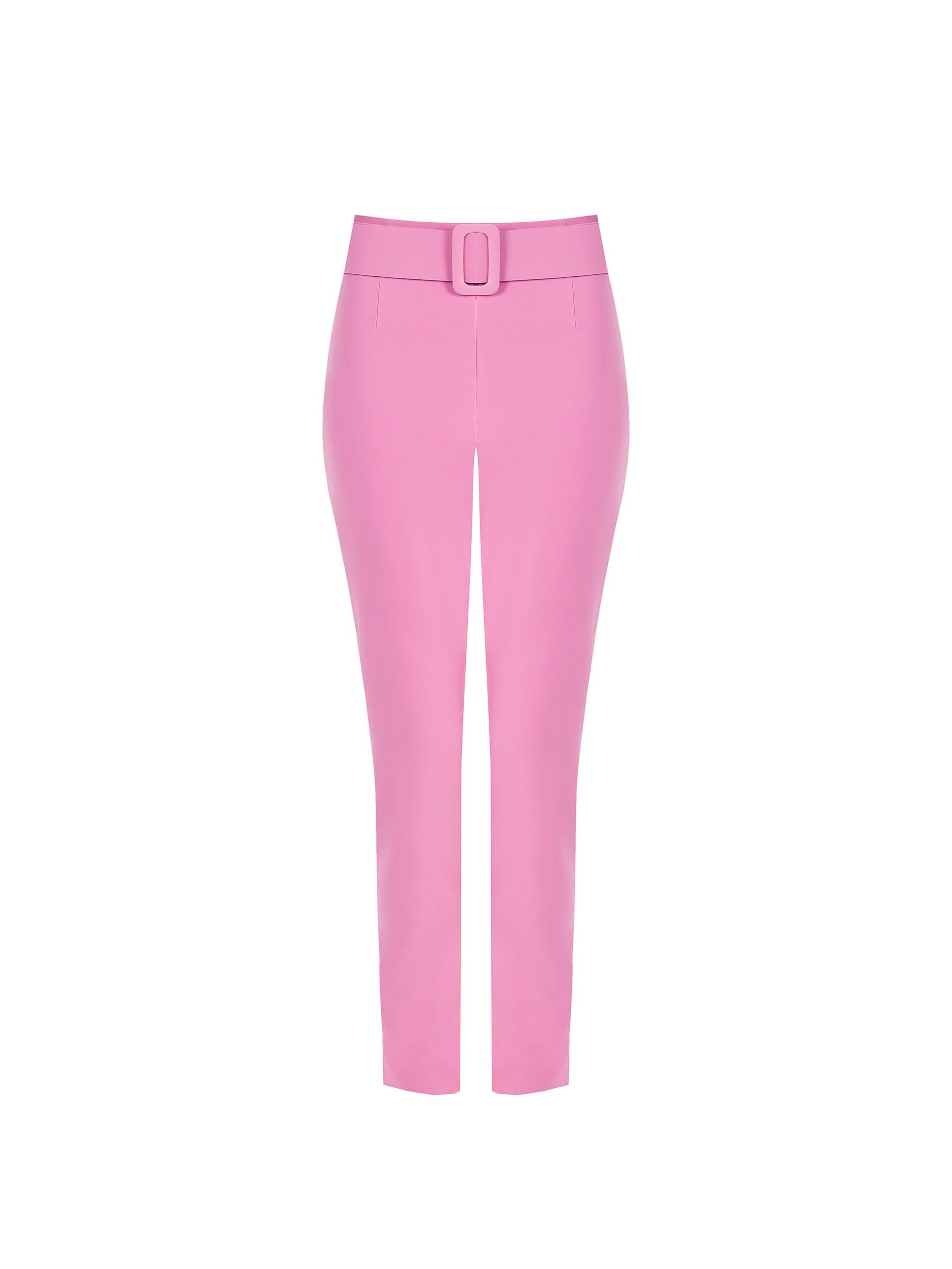 Straight Techno Fabric Trousers With Coordinated Rigid Belt Rinascimento