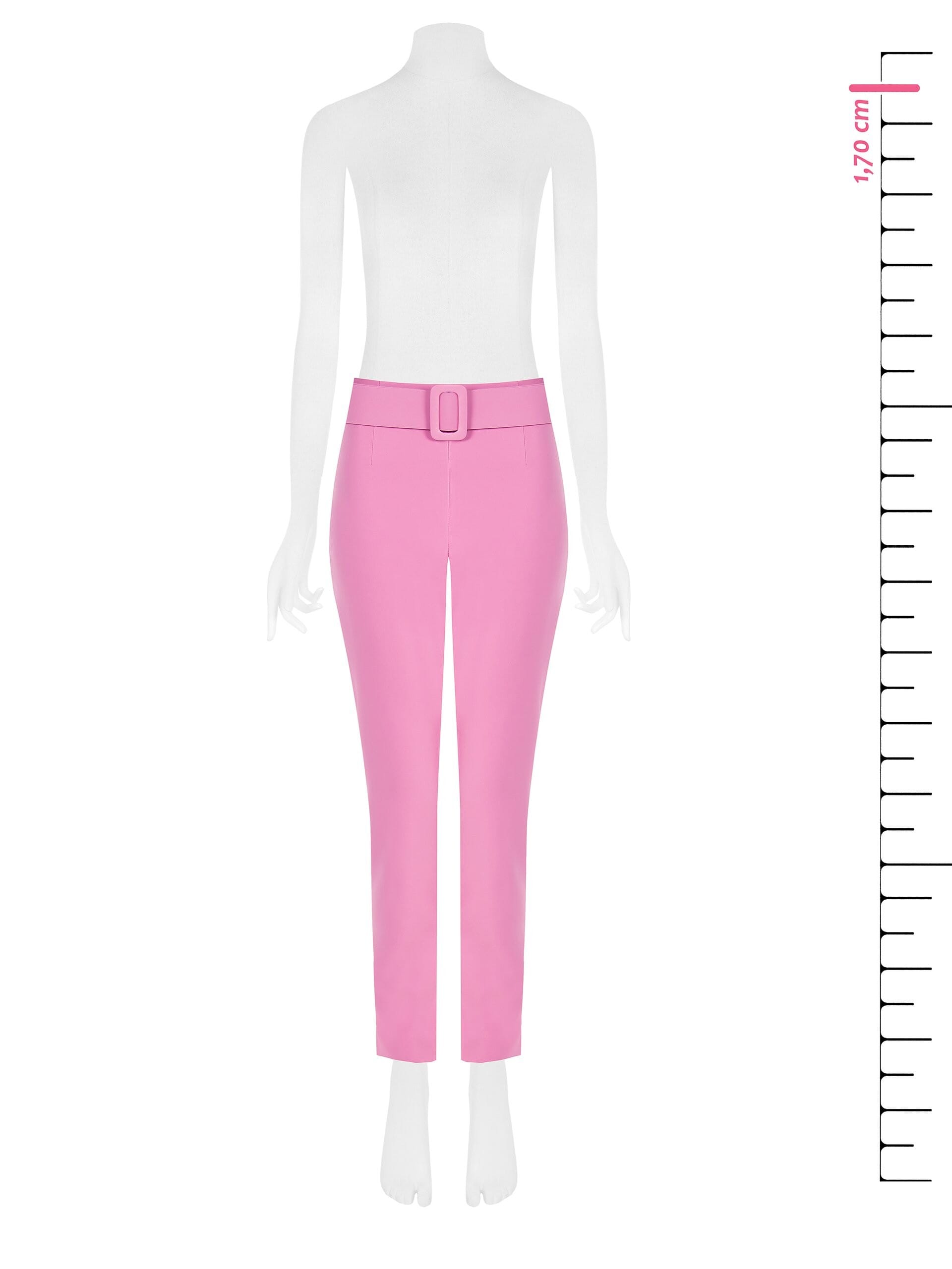 Straight Techno Fabric Trousers With Coordinated Rigid Belt Rinascimento