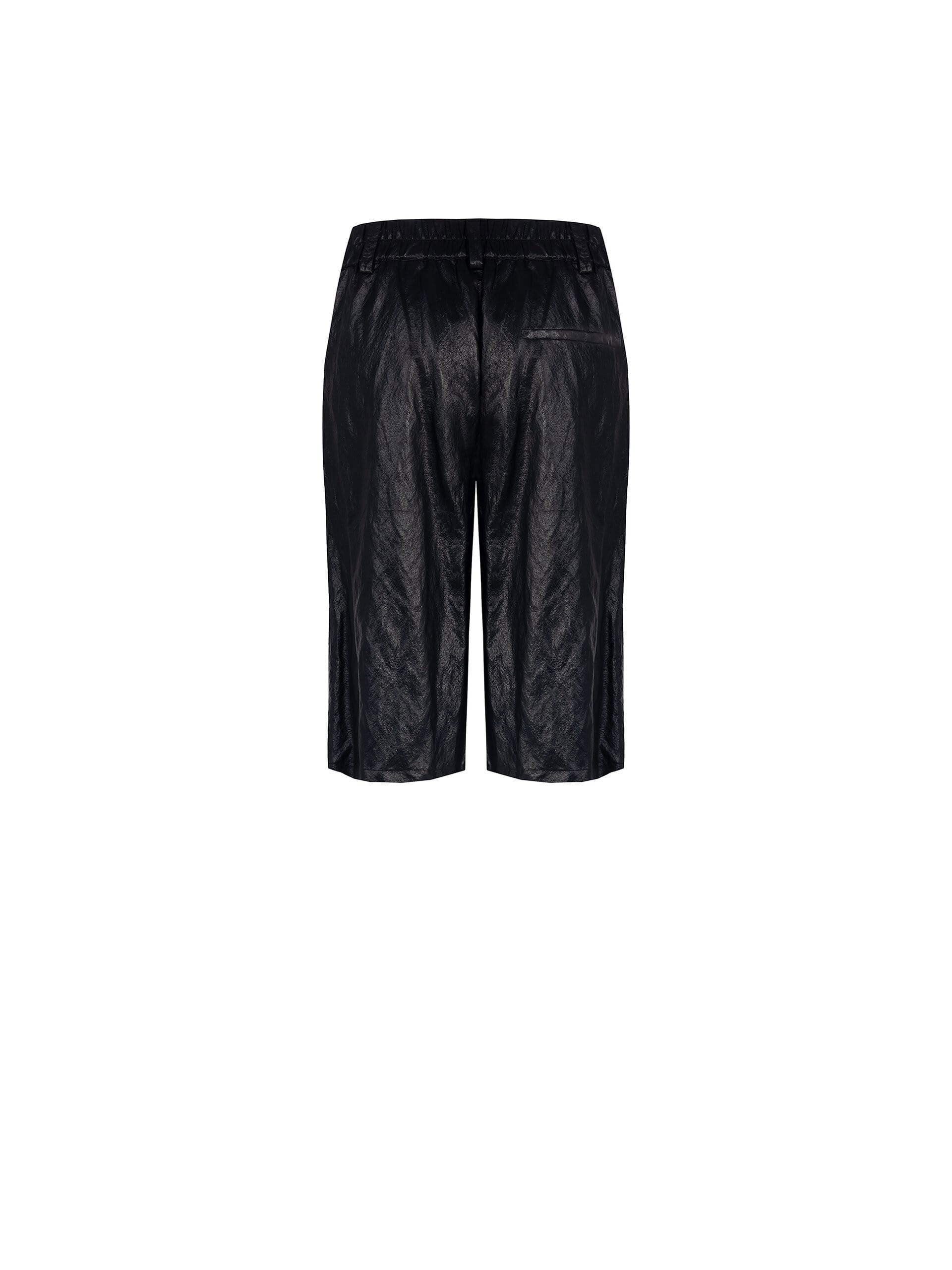 Laminated Viscose Blend Straight Bermuda Shorts With Elastic Back Rinascimento