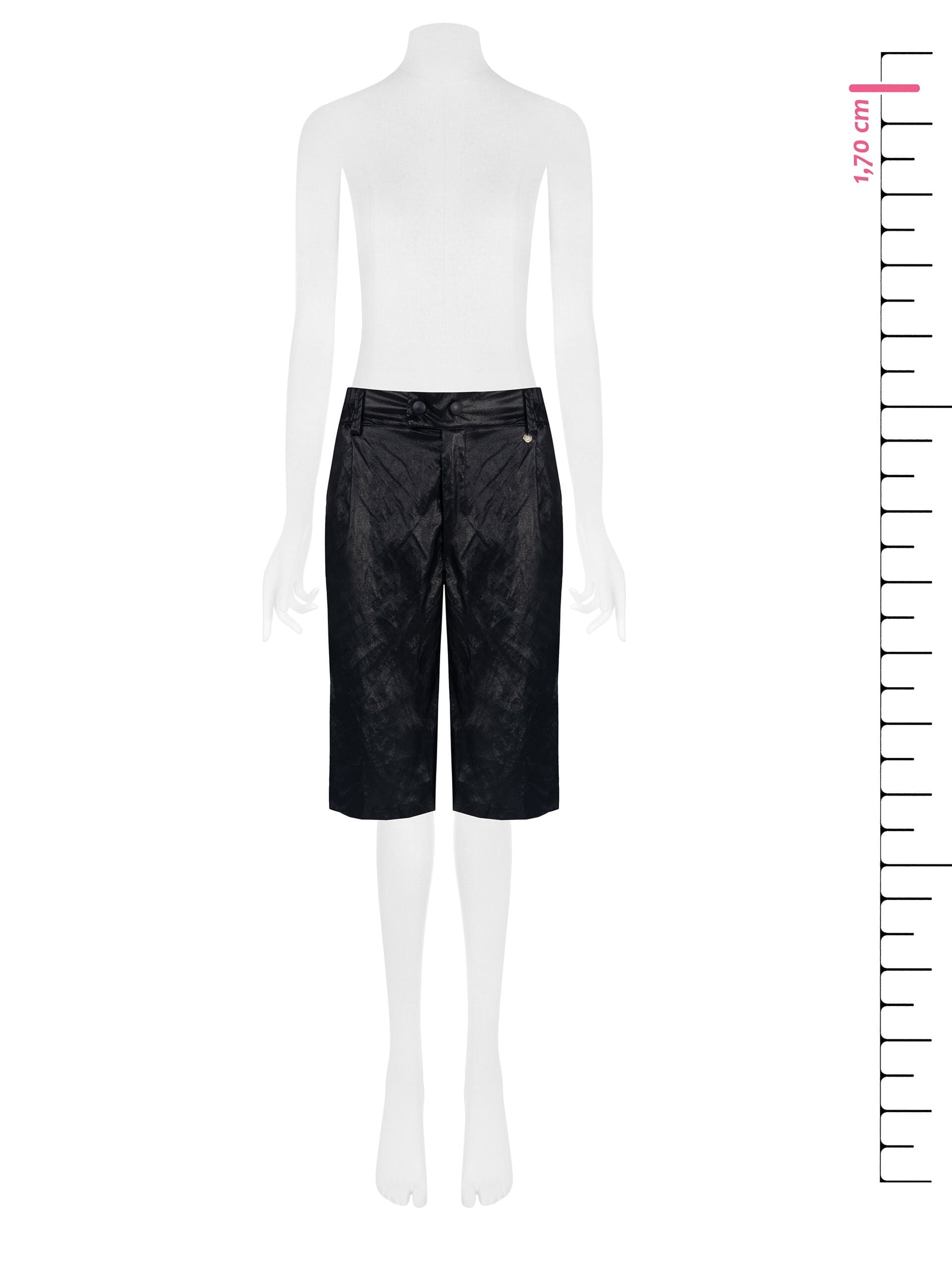 Laminated Viscose Blend Straight Bermuda Shorts With Elastic Back Rinascimento