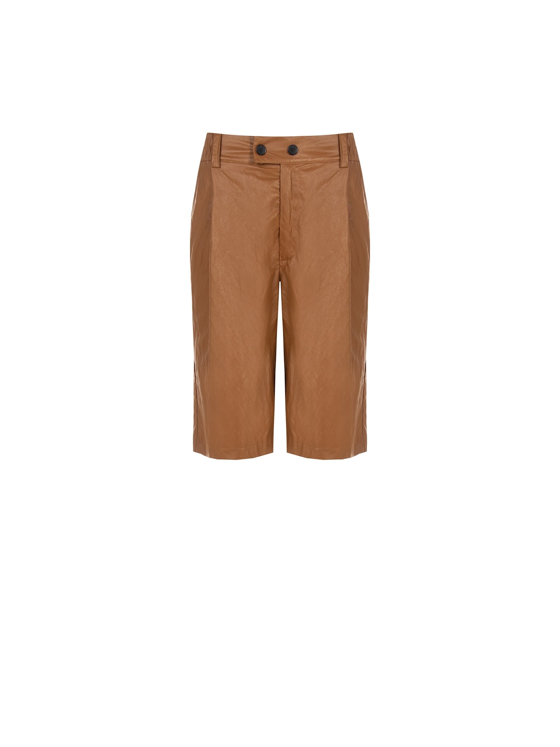 Laminated Viscose Blend Straight Bermuda Shorts With Elastic Back Rinascimento