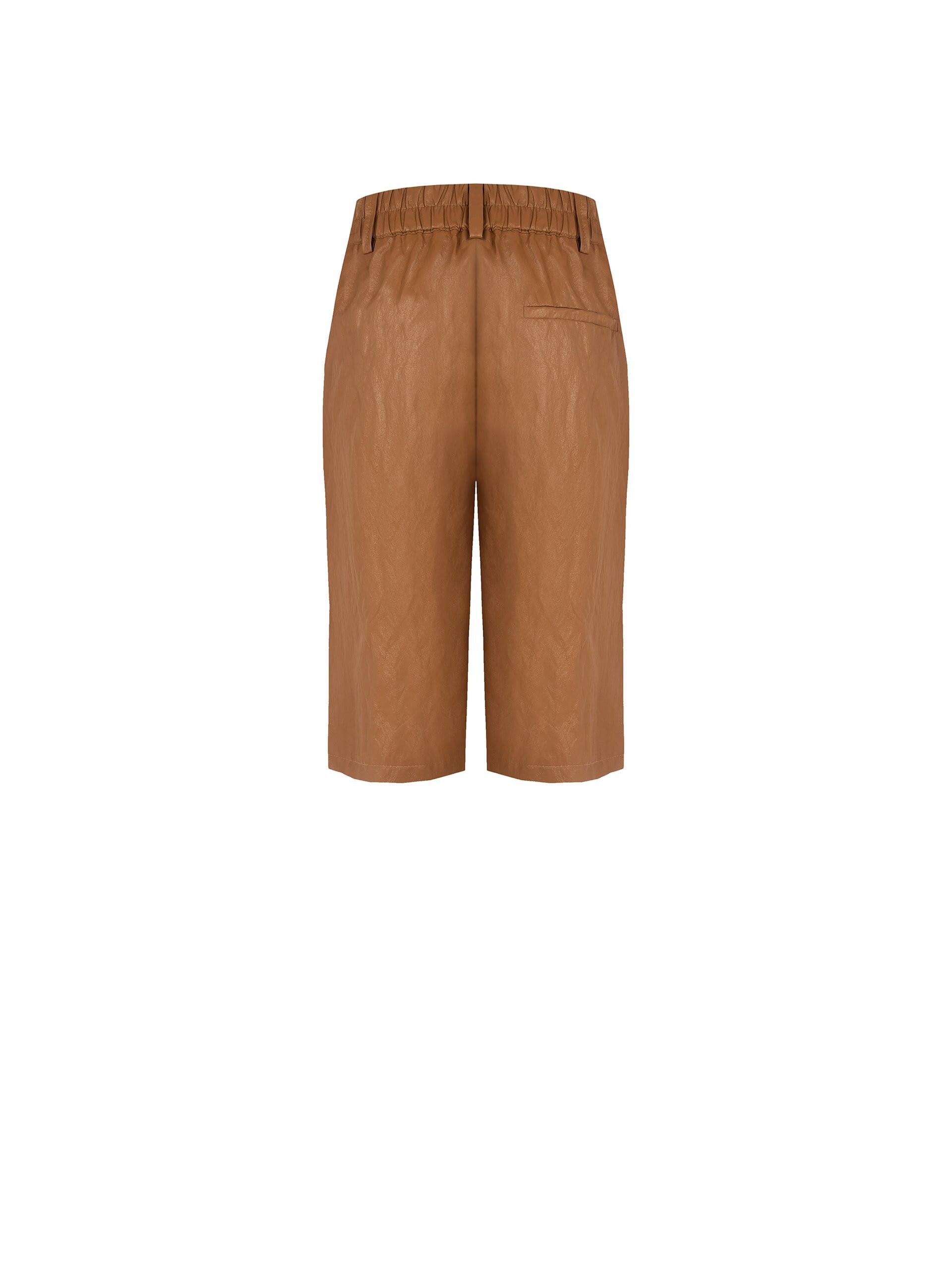 Laminated Viscose Blend Straight Bermuda Shorts With Elastic Back Rinascimento