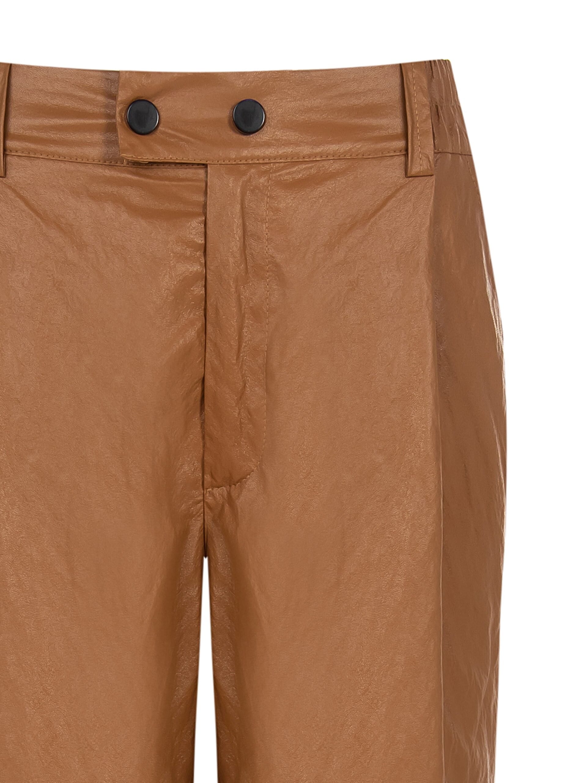 Laminated Viscose Blend Straight Bermuda Shorts With Elastic Back Rinascimento