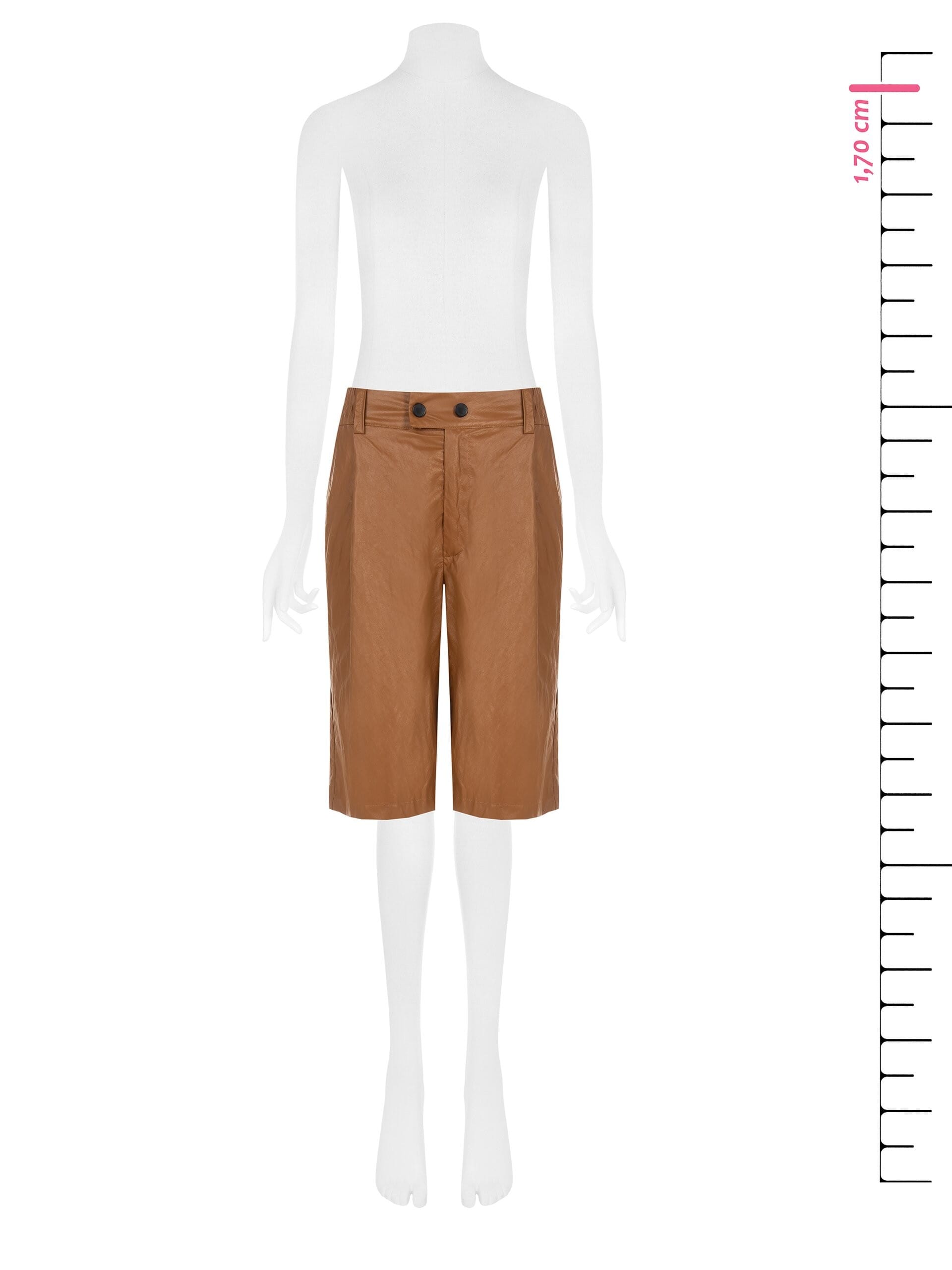 Laminated Viscose Blend Straight Bermuda Shorts With Elastic Back Rinascimento