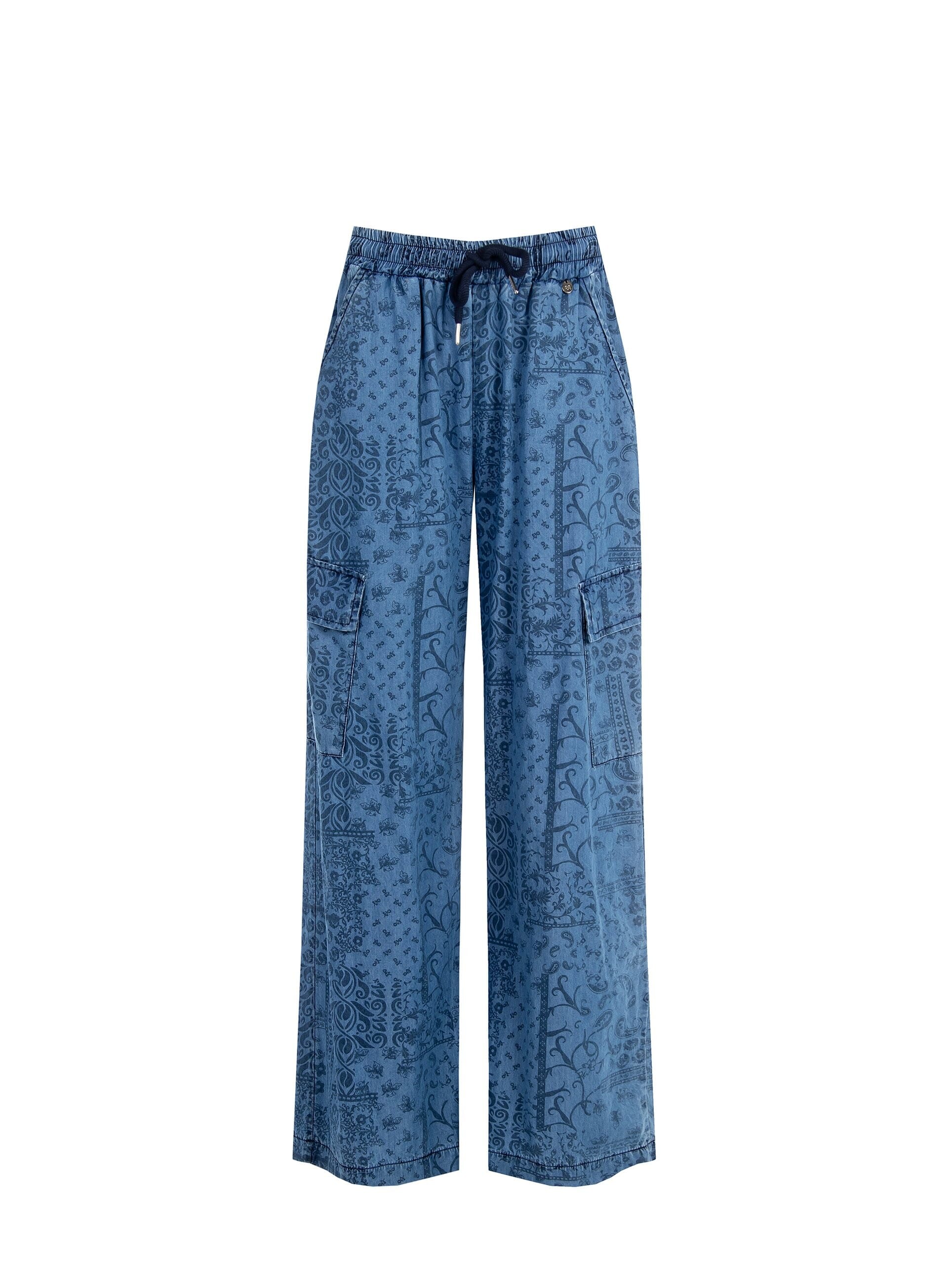 Denim léger imprimé Cargo Palace Pantalon Rinascimento