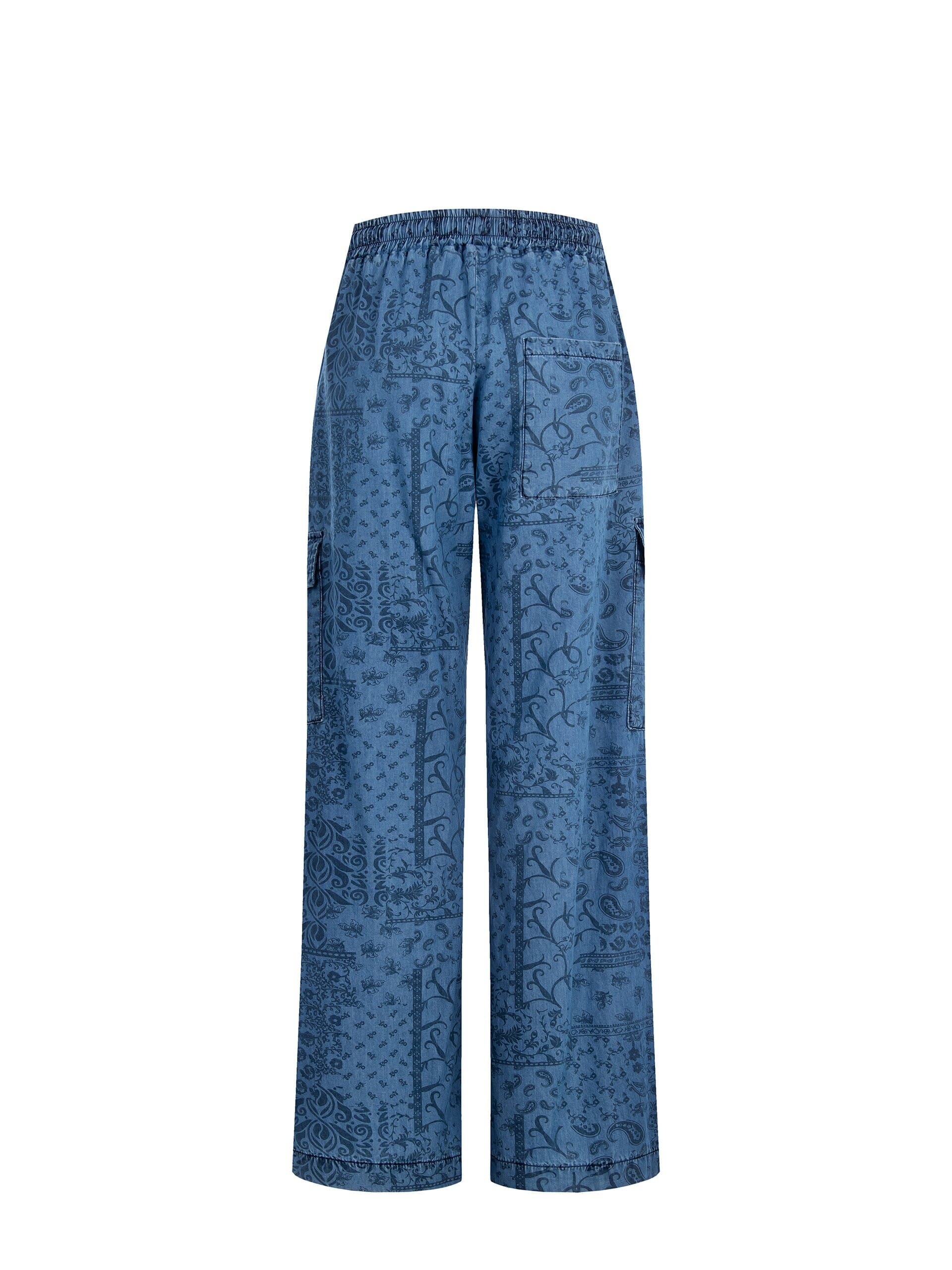 Denim léger imprimé Cargo Palace Pantalon Rinascimento