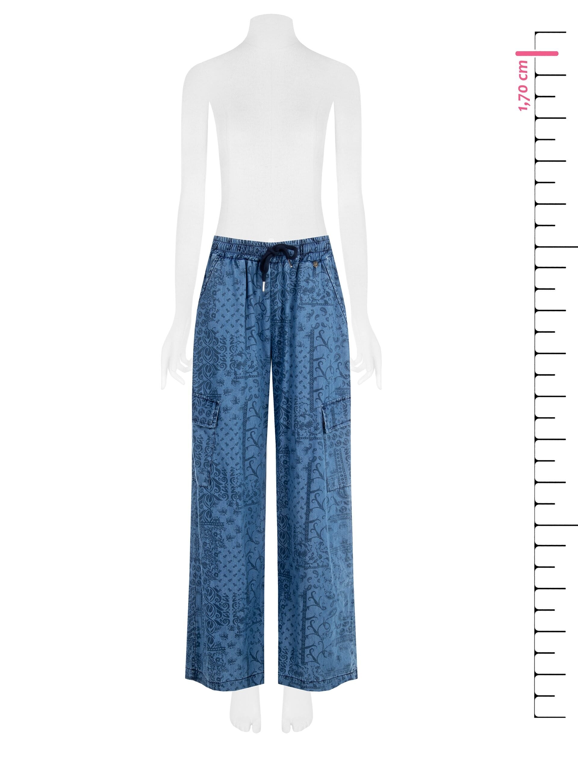 Denim léger imprimé Cargo Palace Pantalon Rinascimento