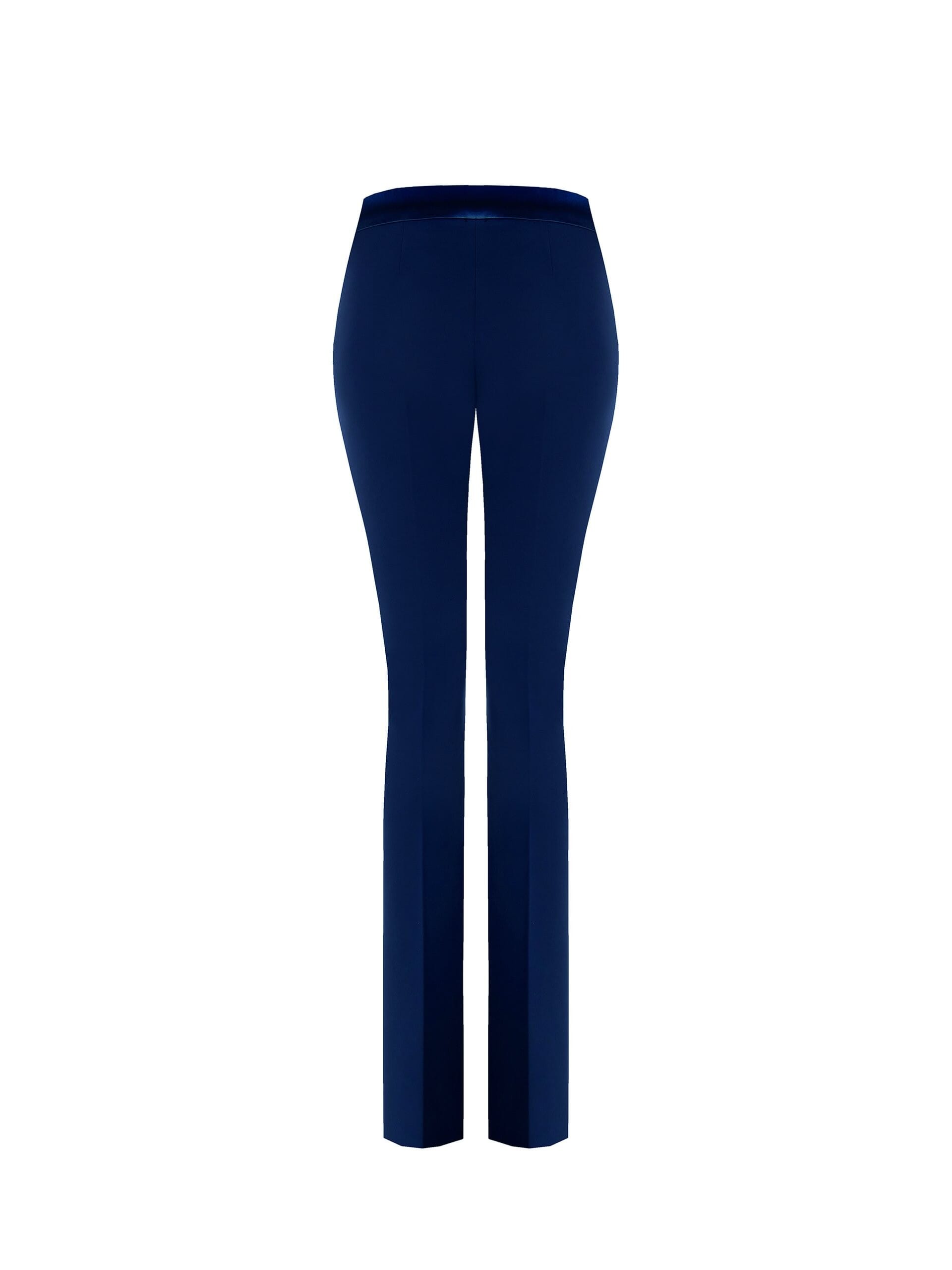Technical Fabric Flared Trousers With Satin Waistband Rinascimento