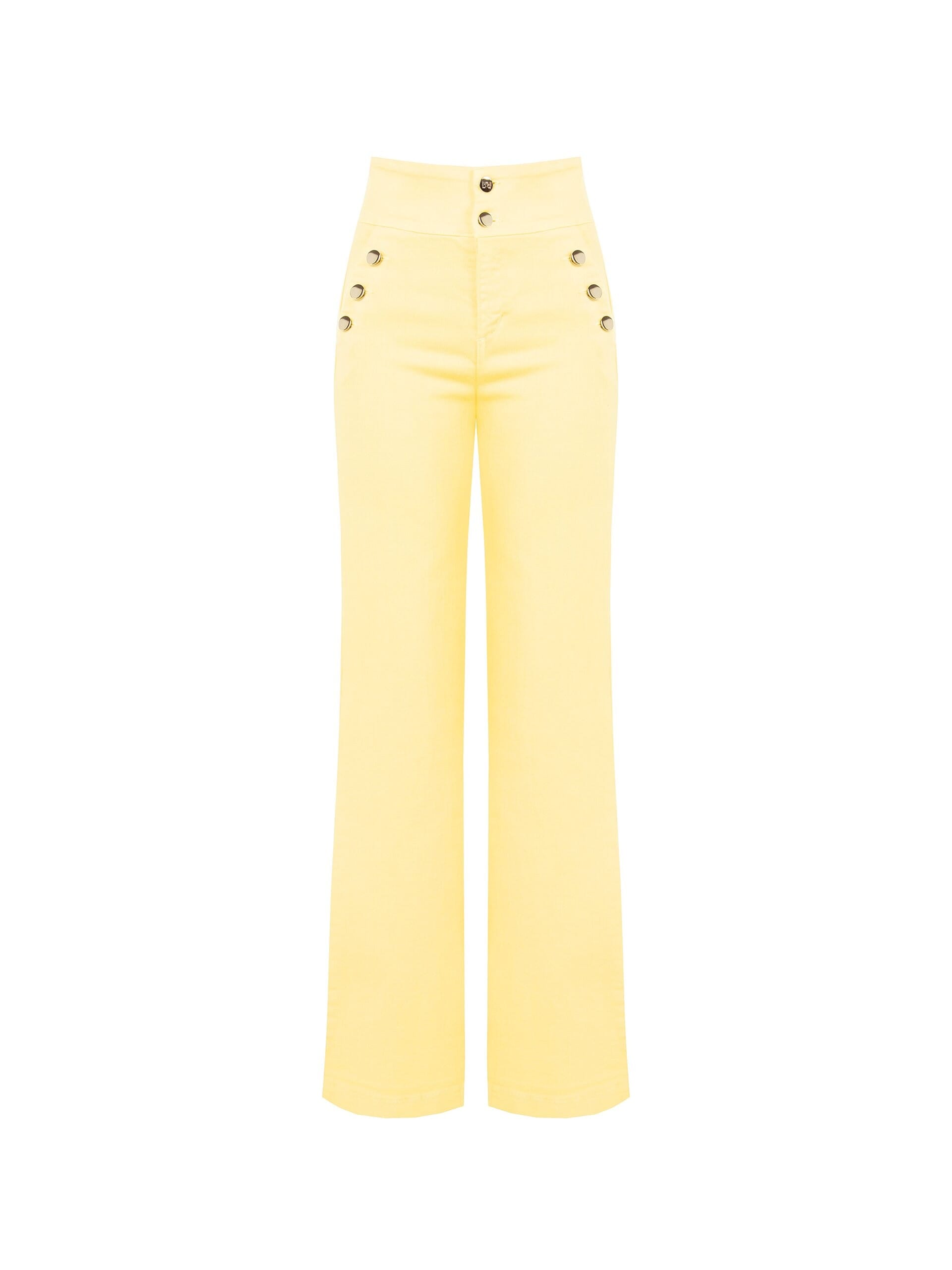 Straight High Waist Elasticised Jeans With Buttons Rinascimento