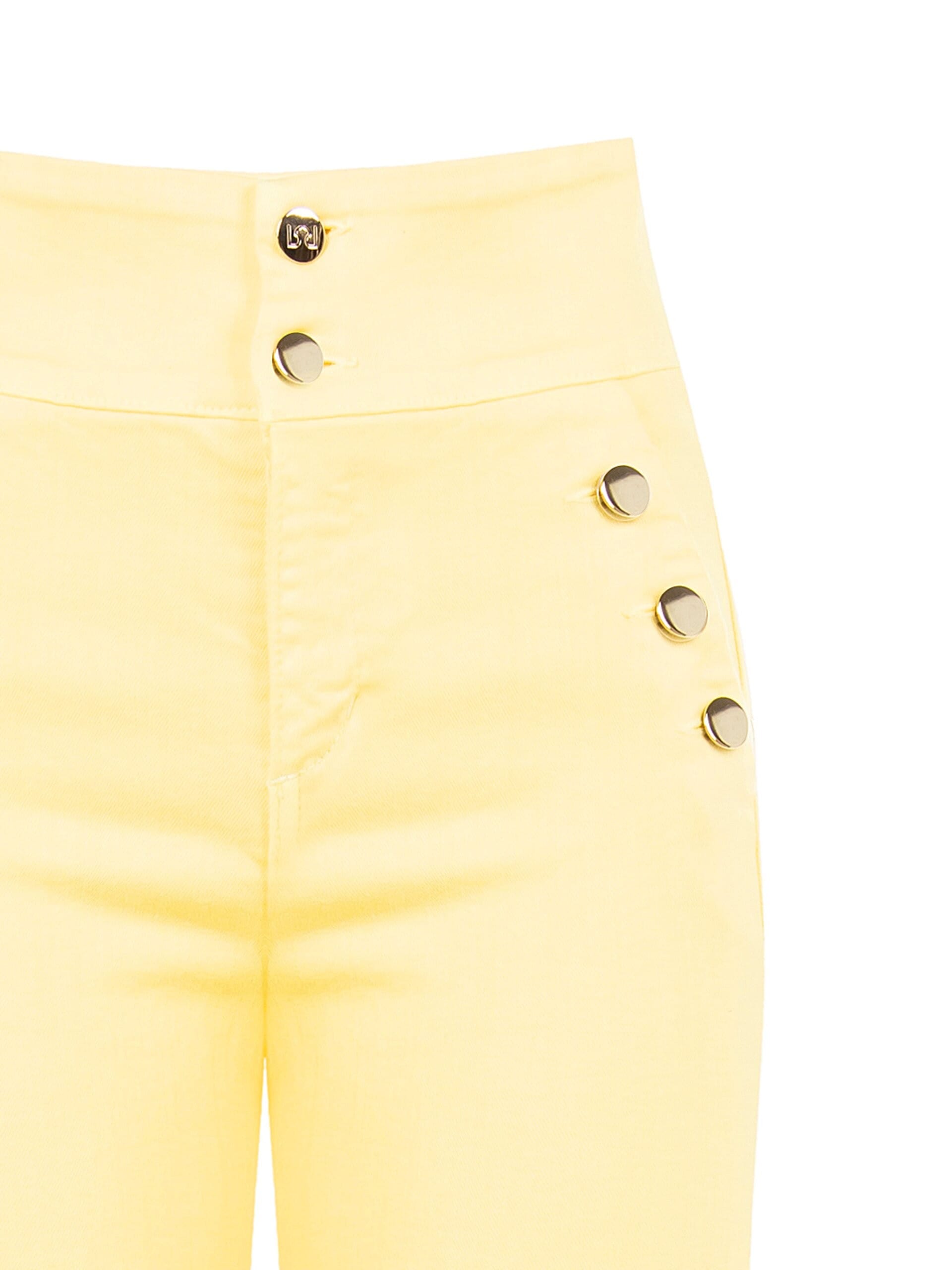 Straight High Waist Elasticised Jeans With Buttons Rinascimento