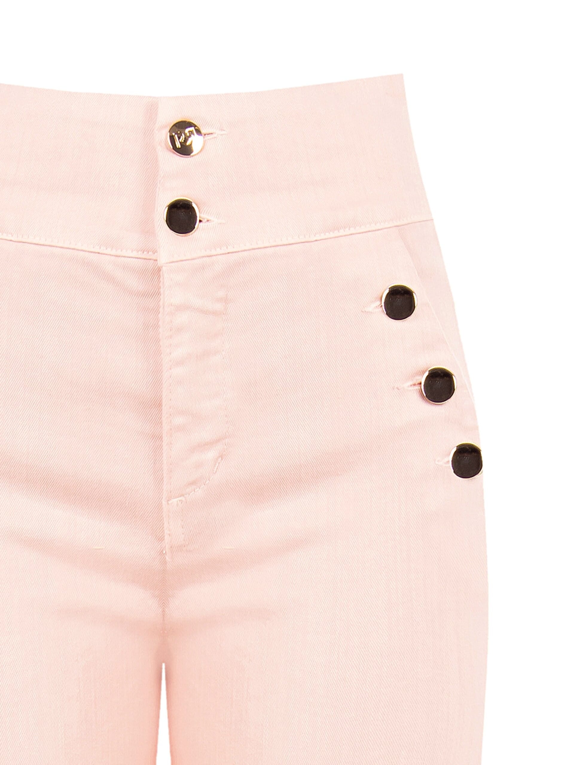 Straight High Waist Elasticised Jeans With Buttons Rinascimento