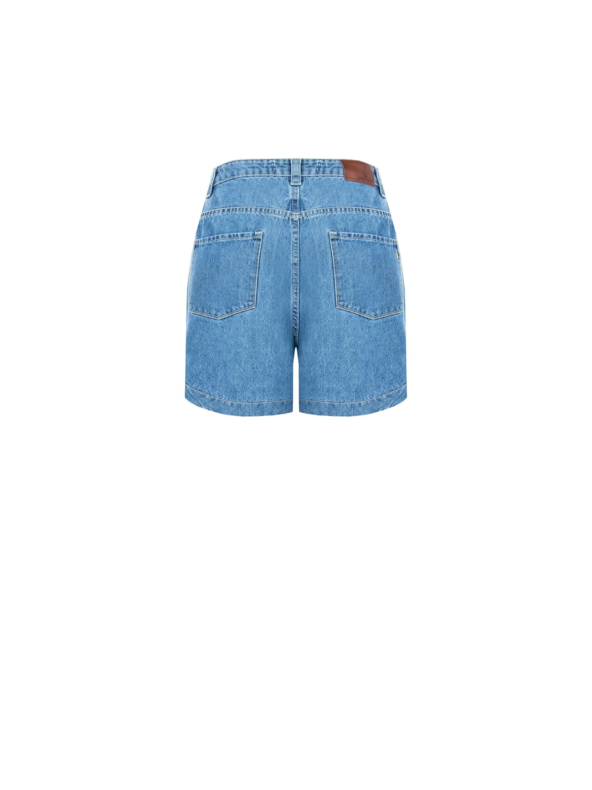 Denim Cropped Cropped Trousers With Darts And Cabochon Crystals Rinascimento