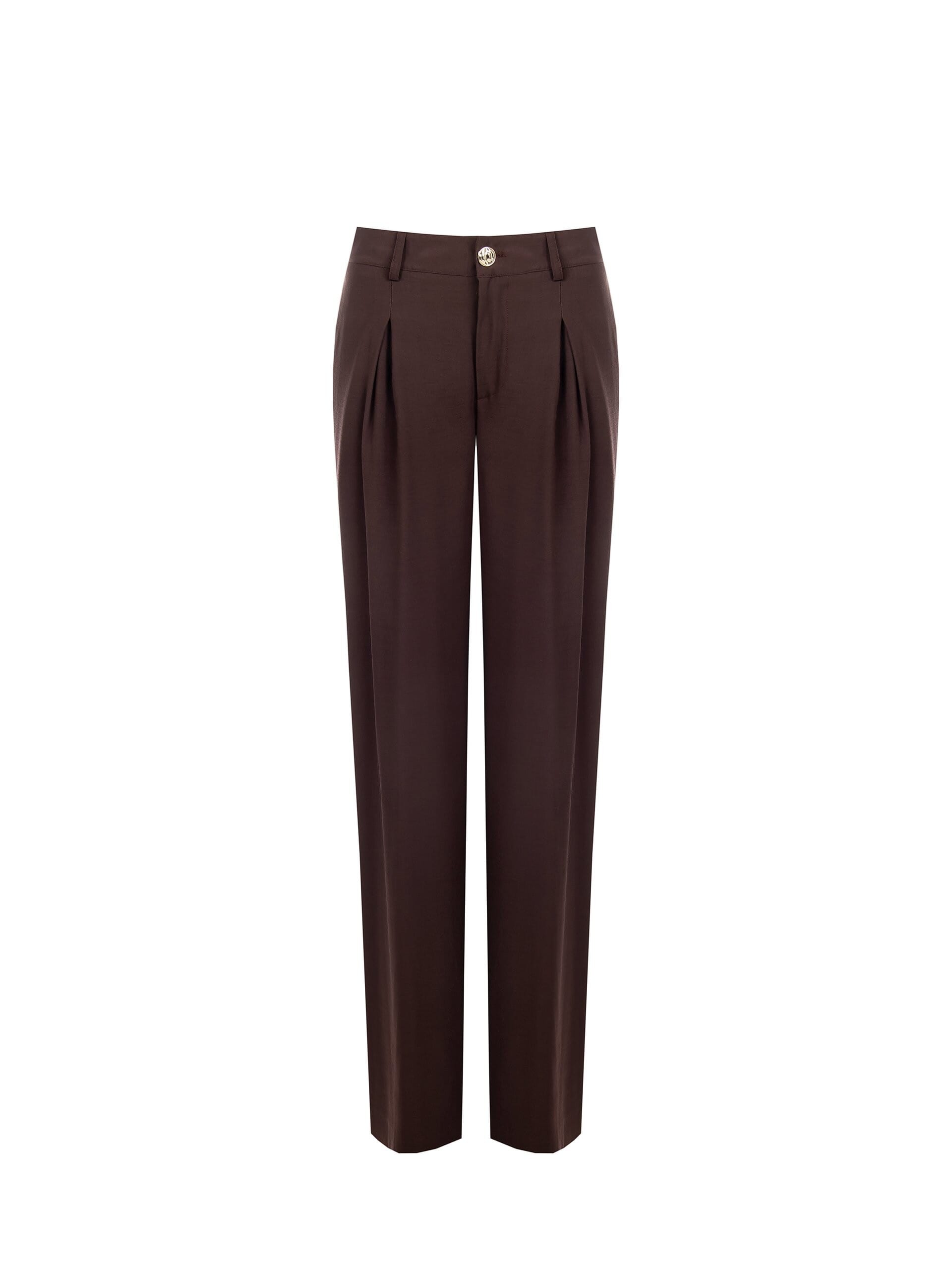 Lightly Wrinkled Poly-Viscose Palace Trousers with Rinascimento Pleats