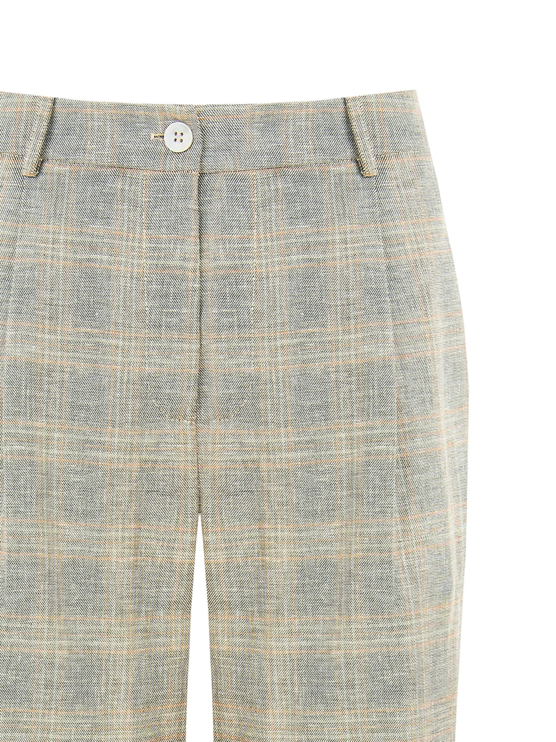 Rinascimento Check Cotton Linen Palazzo Trousers