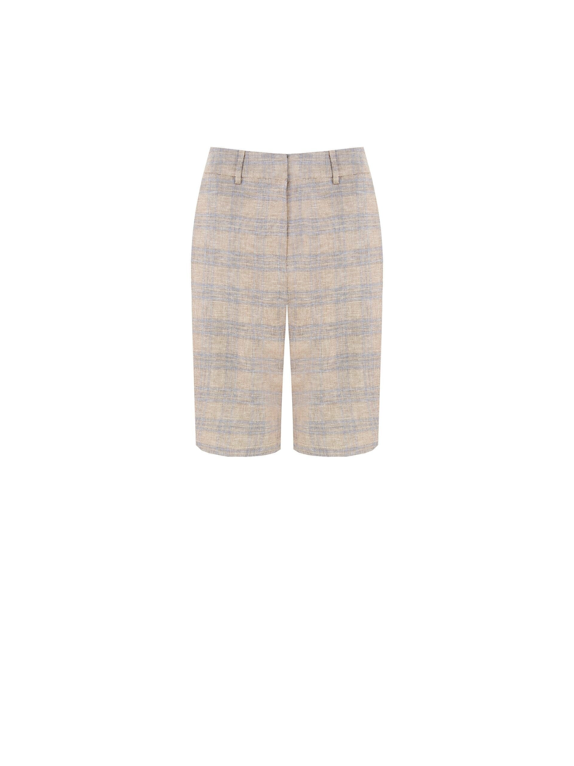 Bermuda baggy en coton et lin mélangés à carreaux Rinascimento