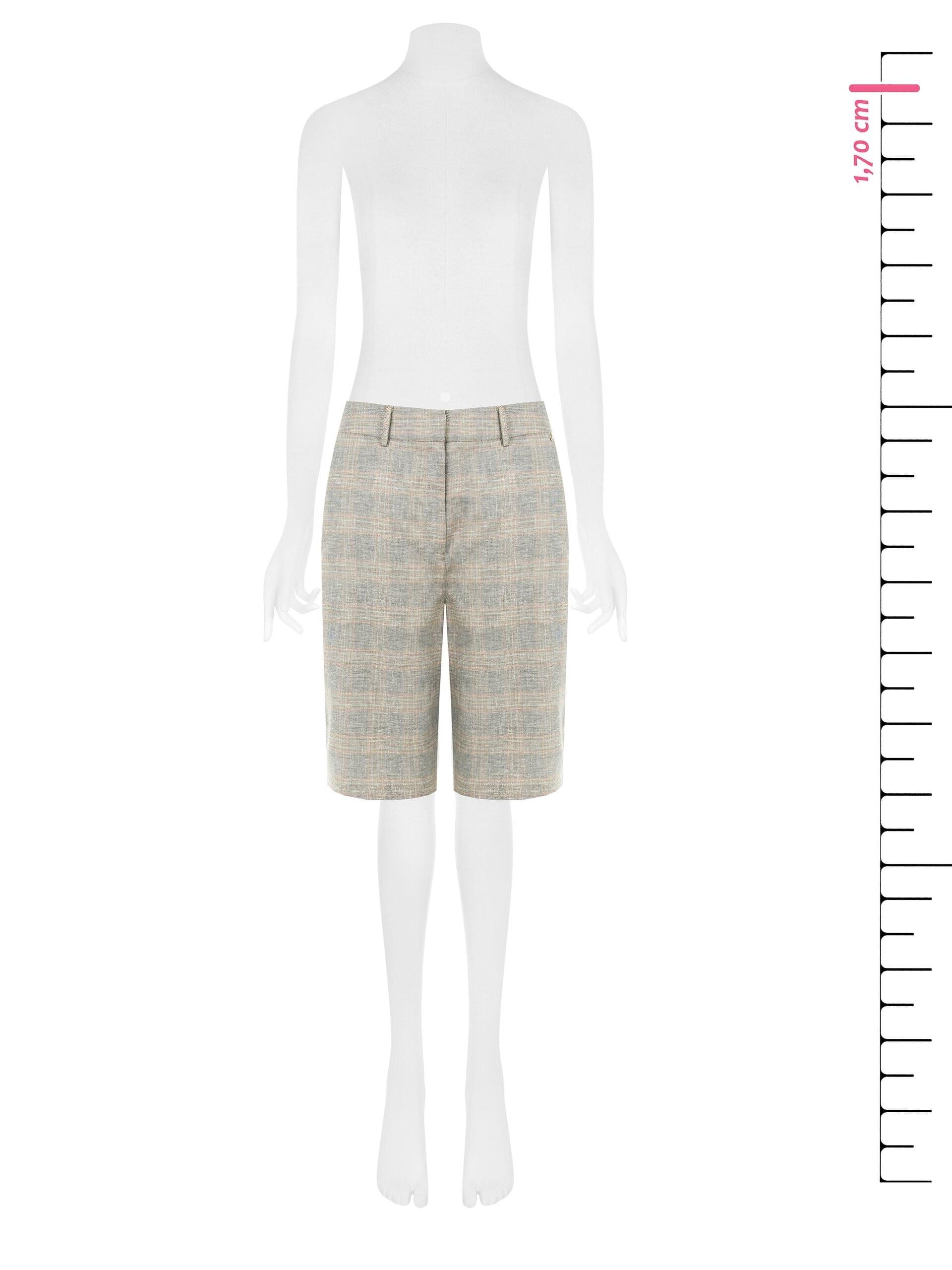 Bermuda baggy en coton et lin mélangés à carreaux Rinascimento