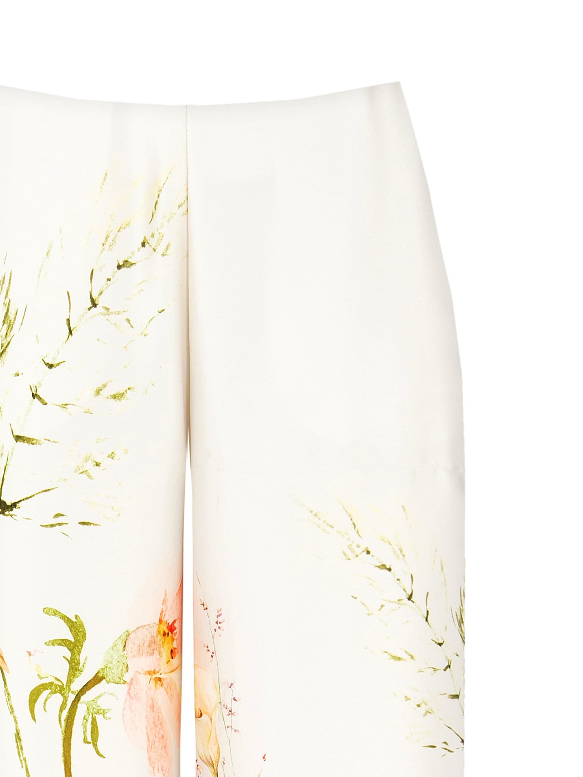 Botanical Print Satin Palace Trousers With Pockets Rinascimento