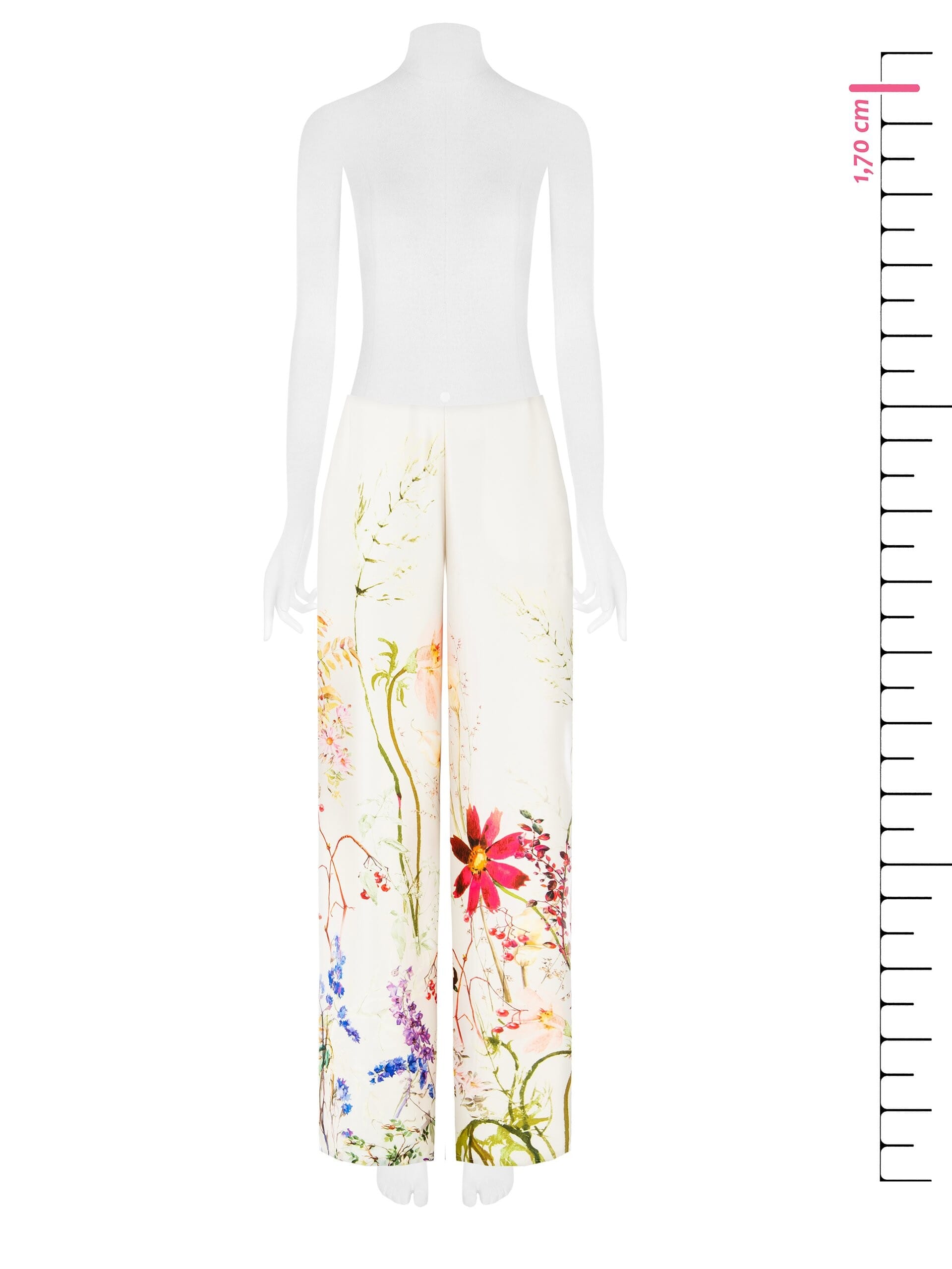 Botanical Print Satin Palace Trousers With Pockets Rinascimento