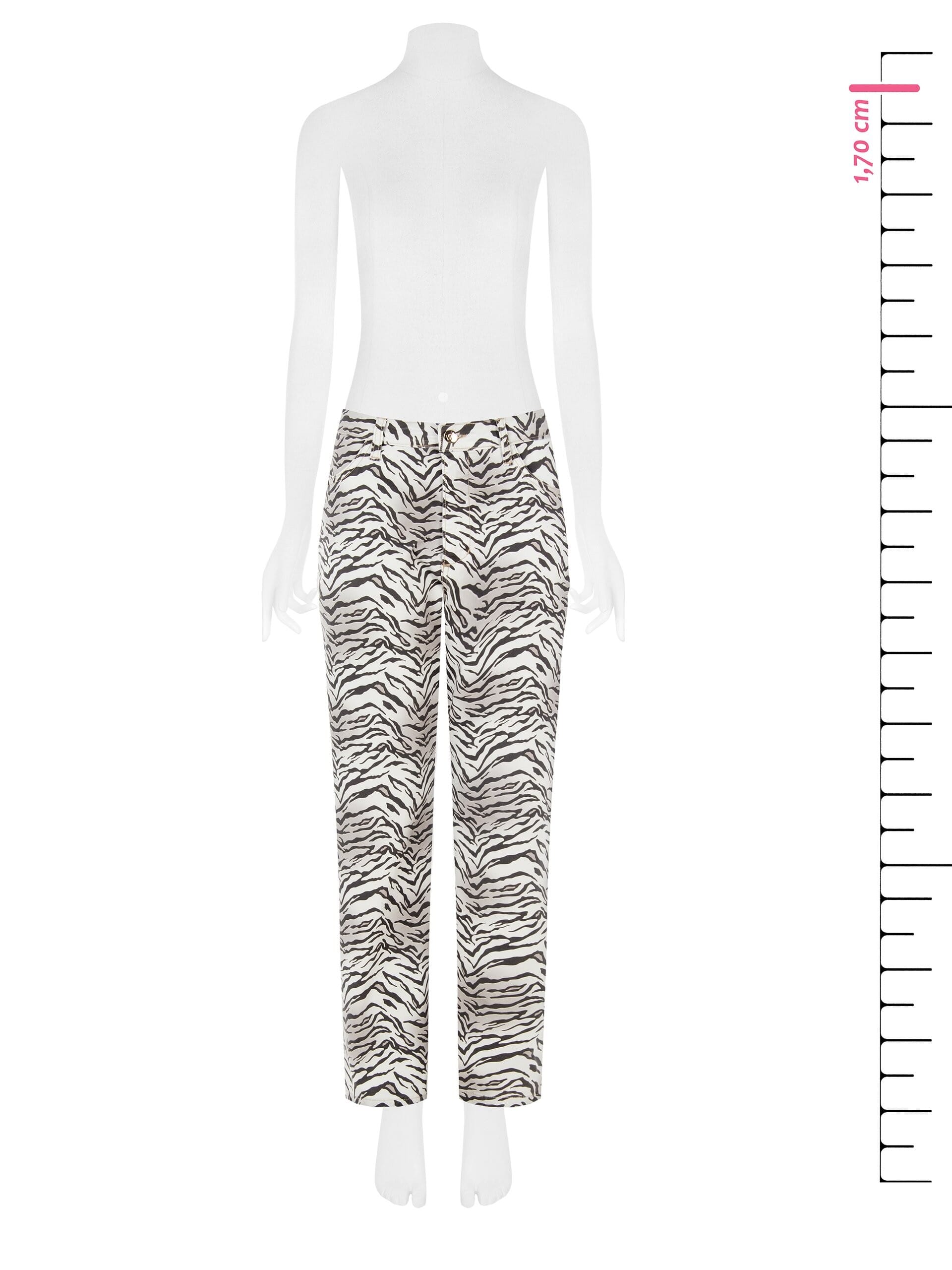Mom Fit Ankle-Length Zebra Print Cotton Rinascimento Trousers