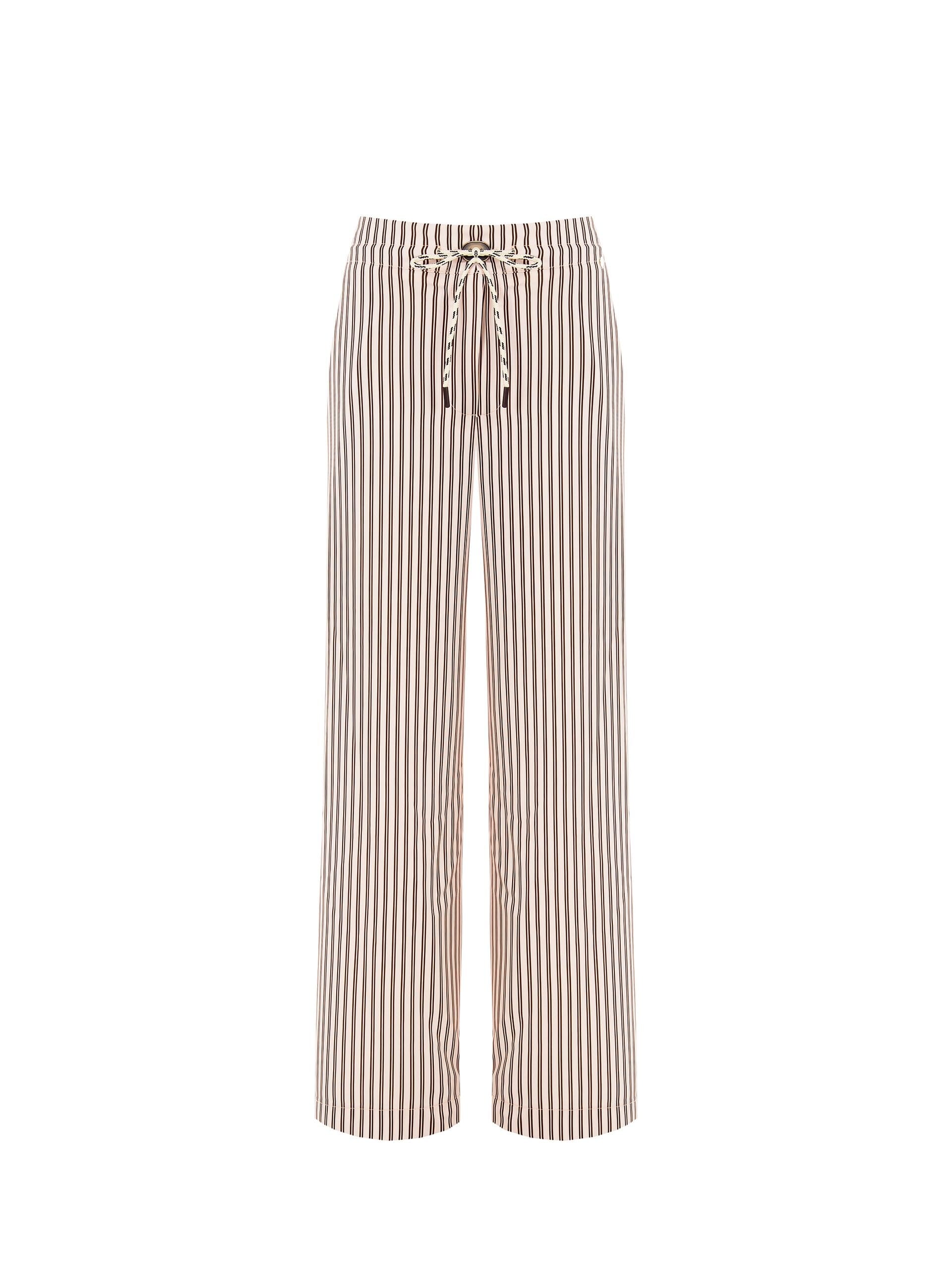 Striped Satin Palazzo Trousers with Drawstring and Pockets Rinascimento