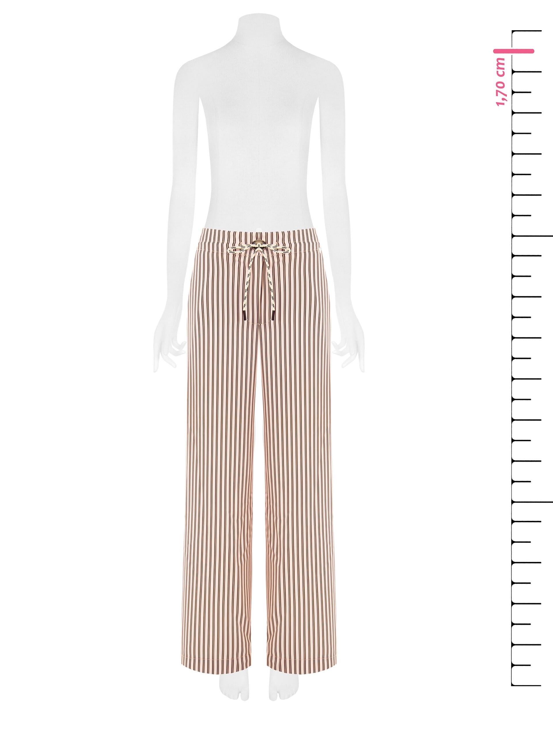 Striped Satin Palazzo Trousers with Drawstring and Pockets Rinascimento