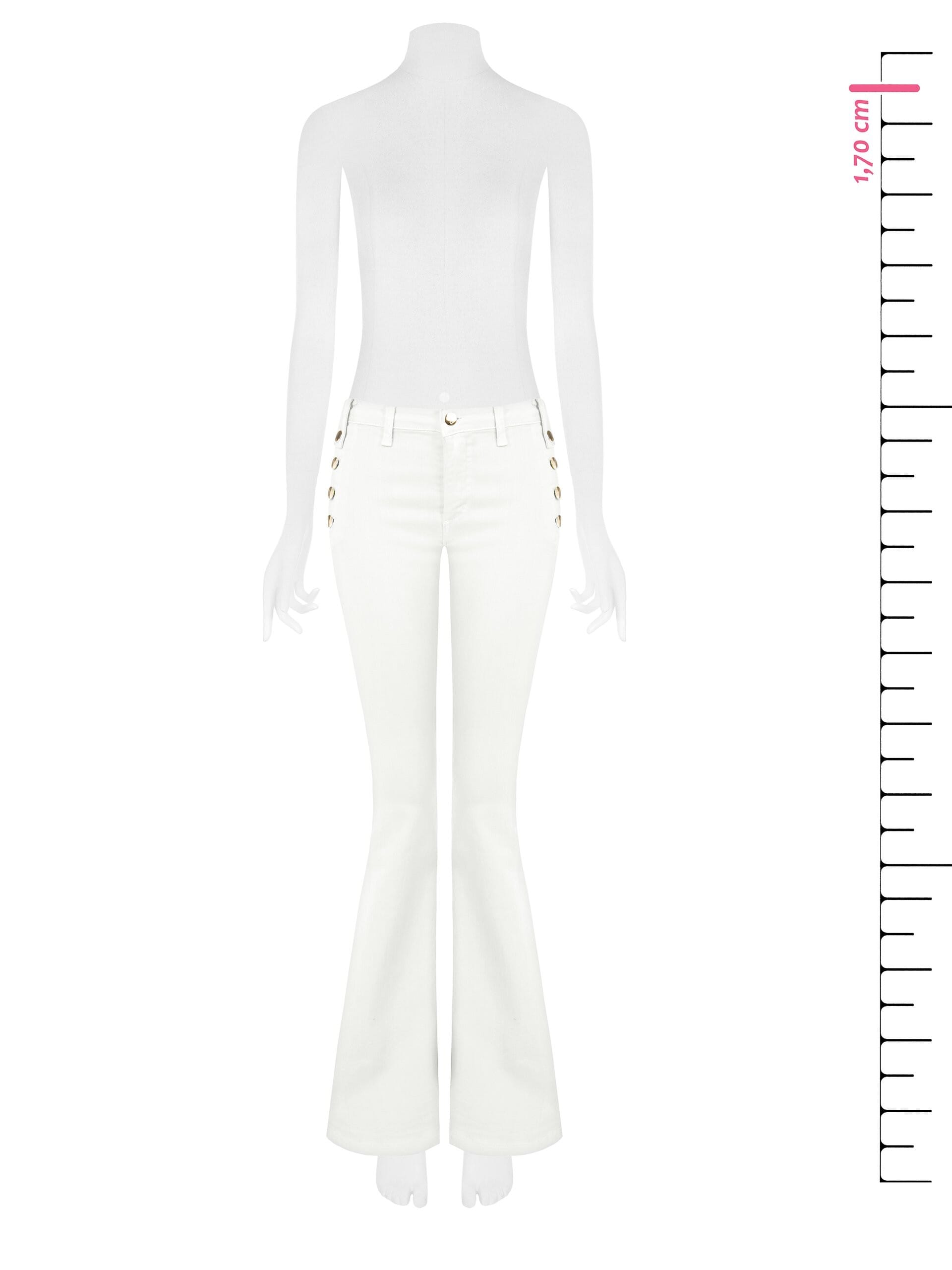 Elasticated Flared Jeans With Buttons Rinascimento