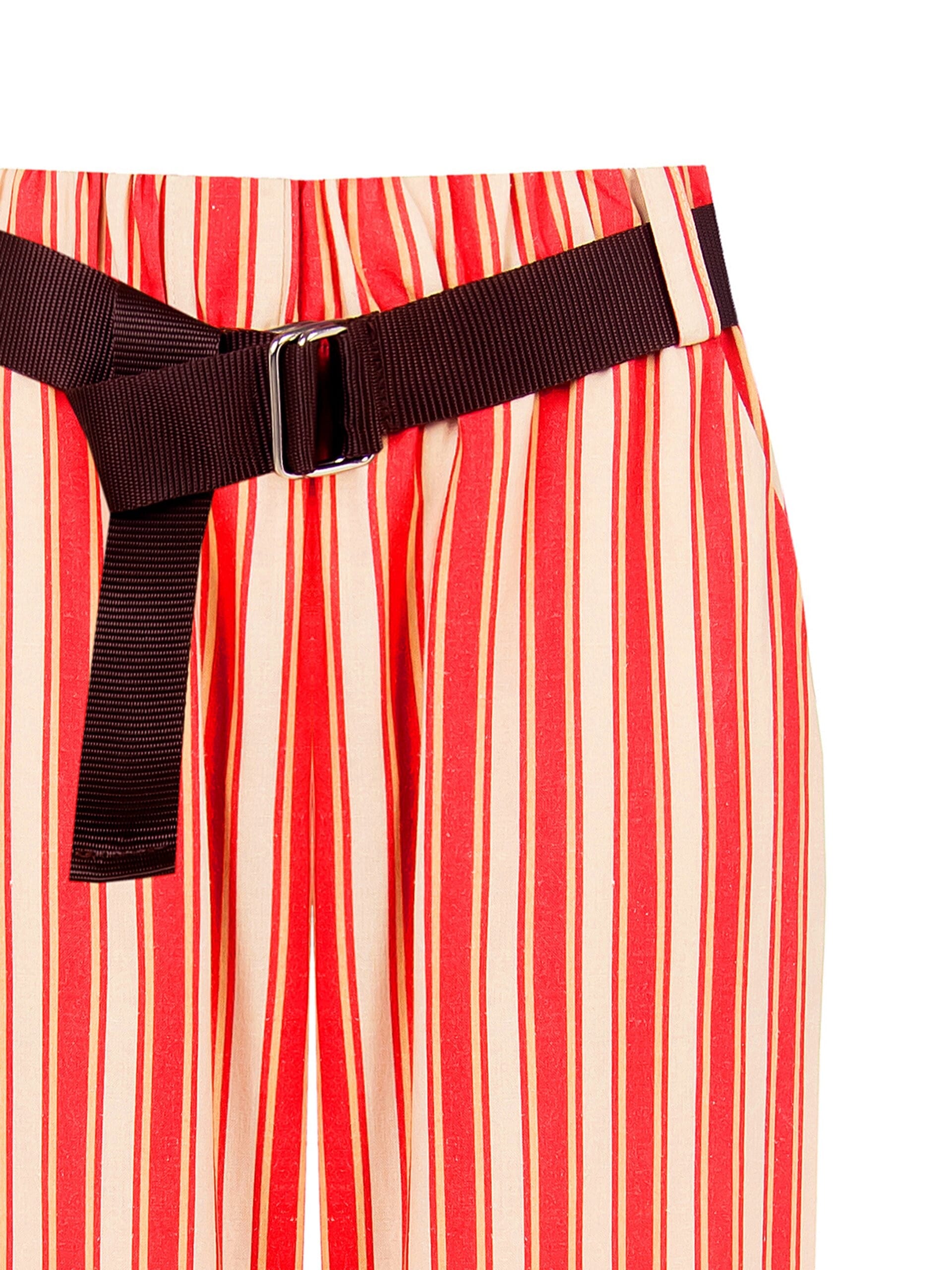 Baggy Mixed Viscose And Linen Trousers With Matching Belt And Pockets Rinascimento