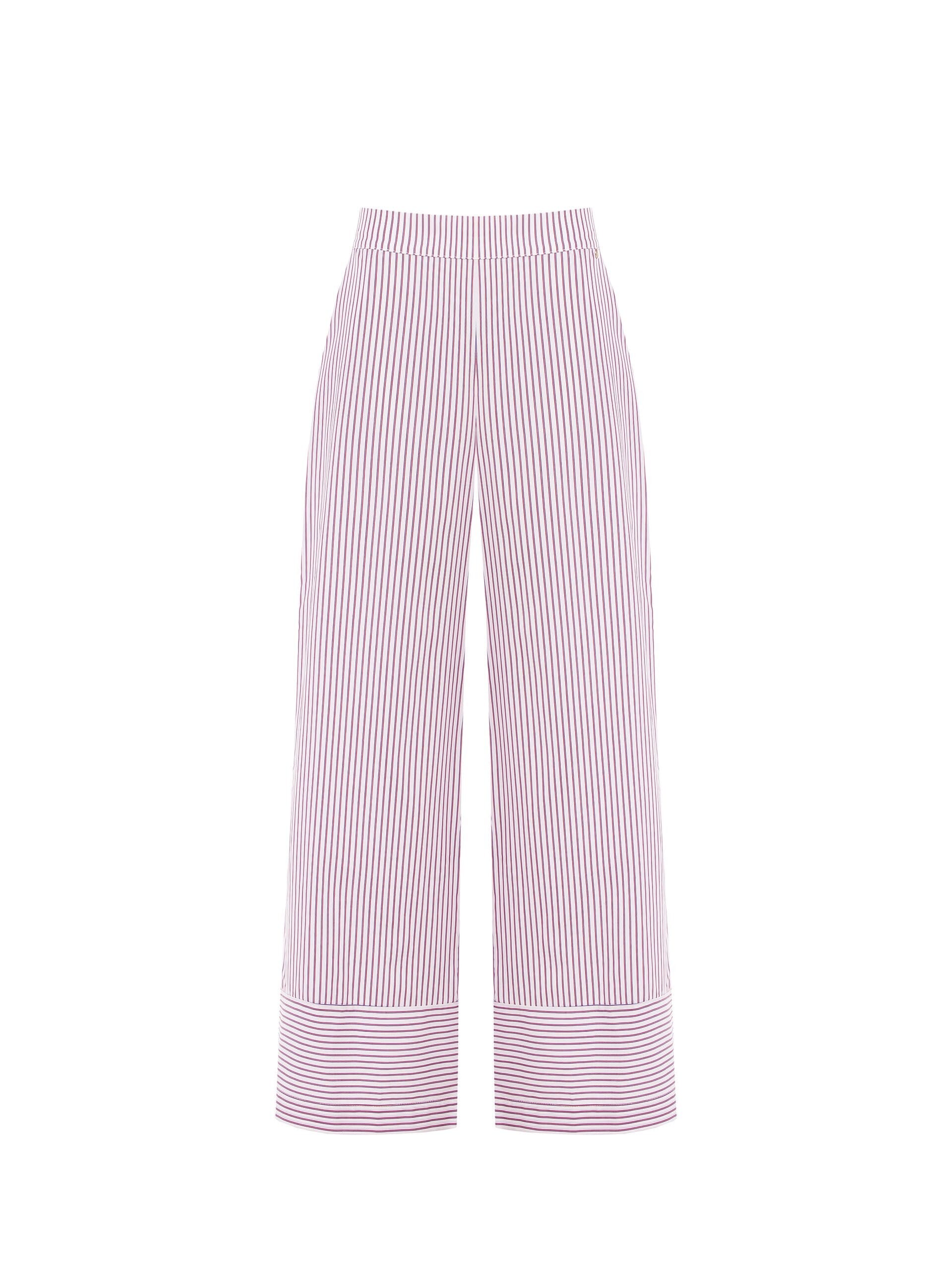 Striped Cotton Palazzo Trousers With Elasticated Back