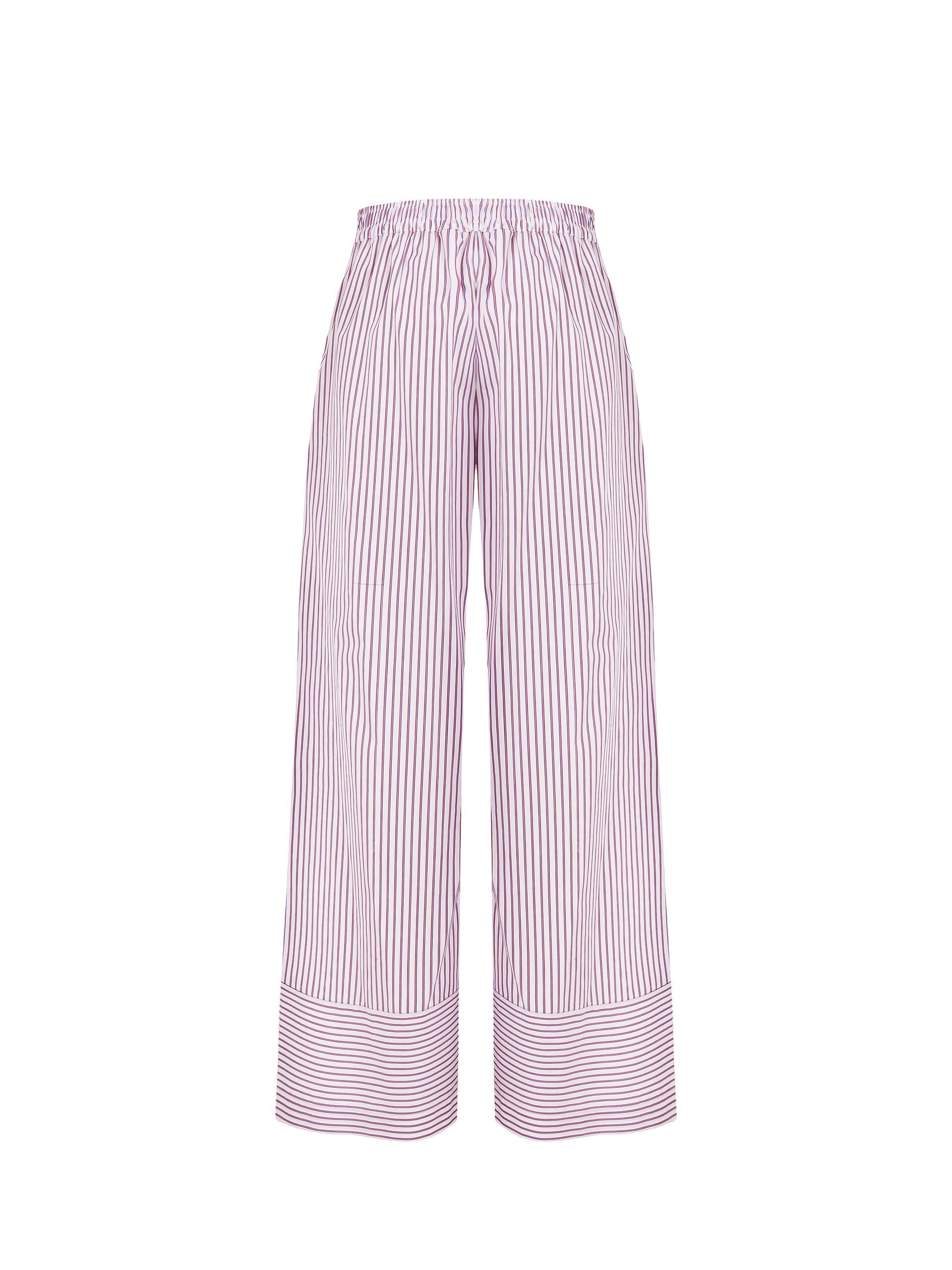 Striped Cotton Palazzo Trousers With Elasticated Back