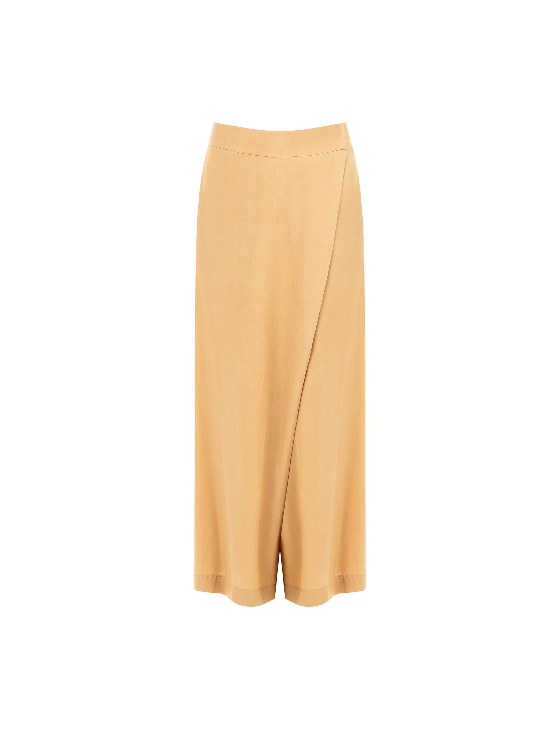 Pantalon de palazzo extra large en viscose et lin mélangés avec poches et dos élastiqué