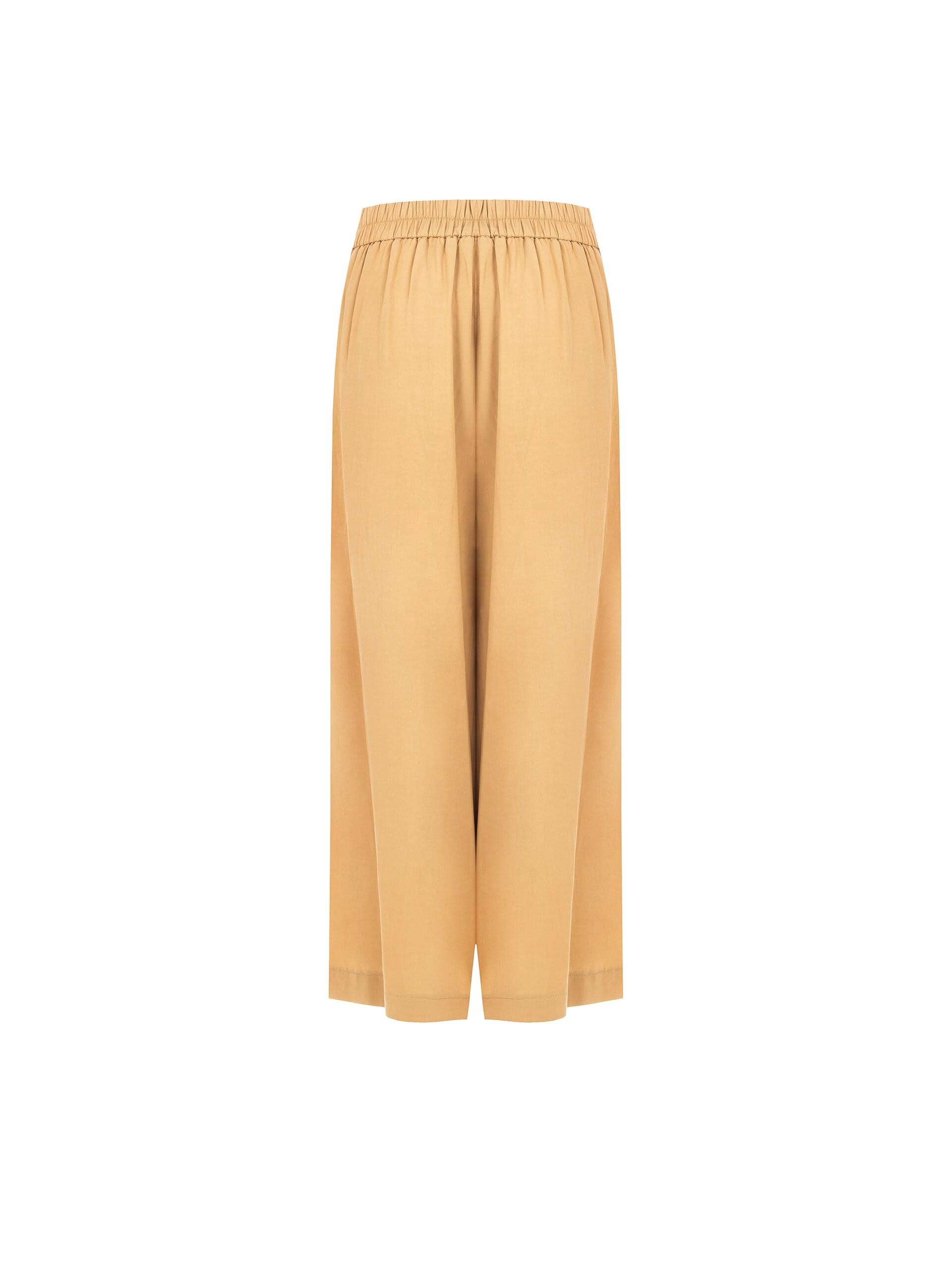 Pantalon de palazzo extra large en viscose et lin mélangés avec poches et dos élastiqué