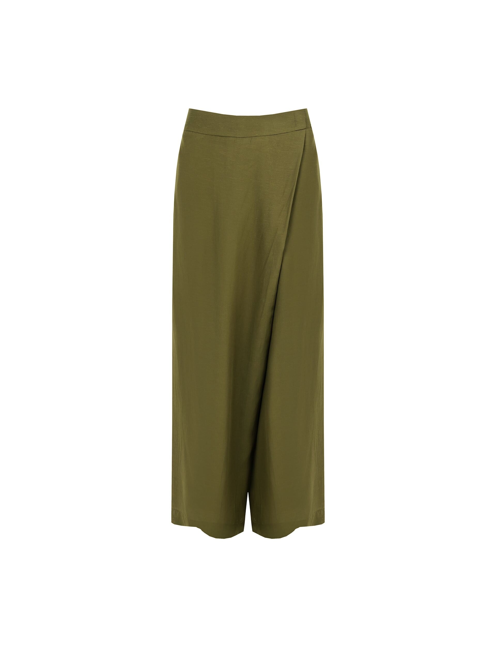Pantalon de palazzo extra large en viscose et lin mélangés avec poches et dos élastiqué