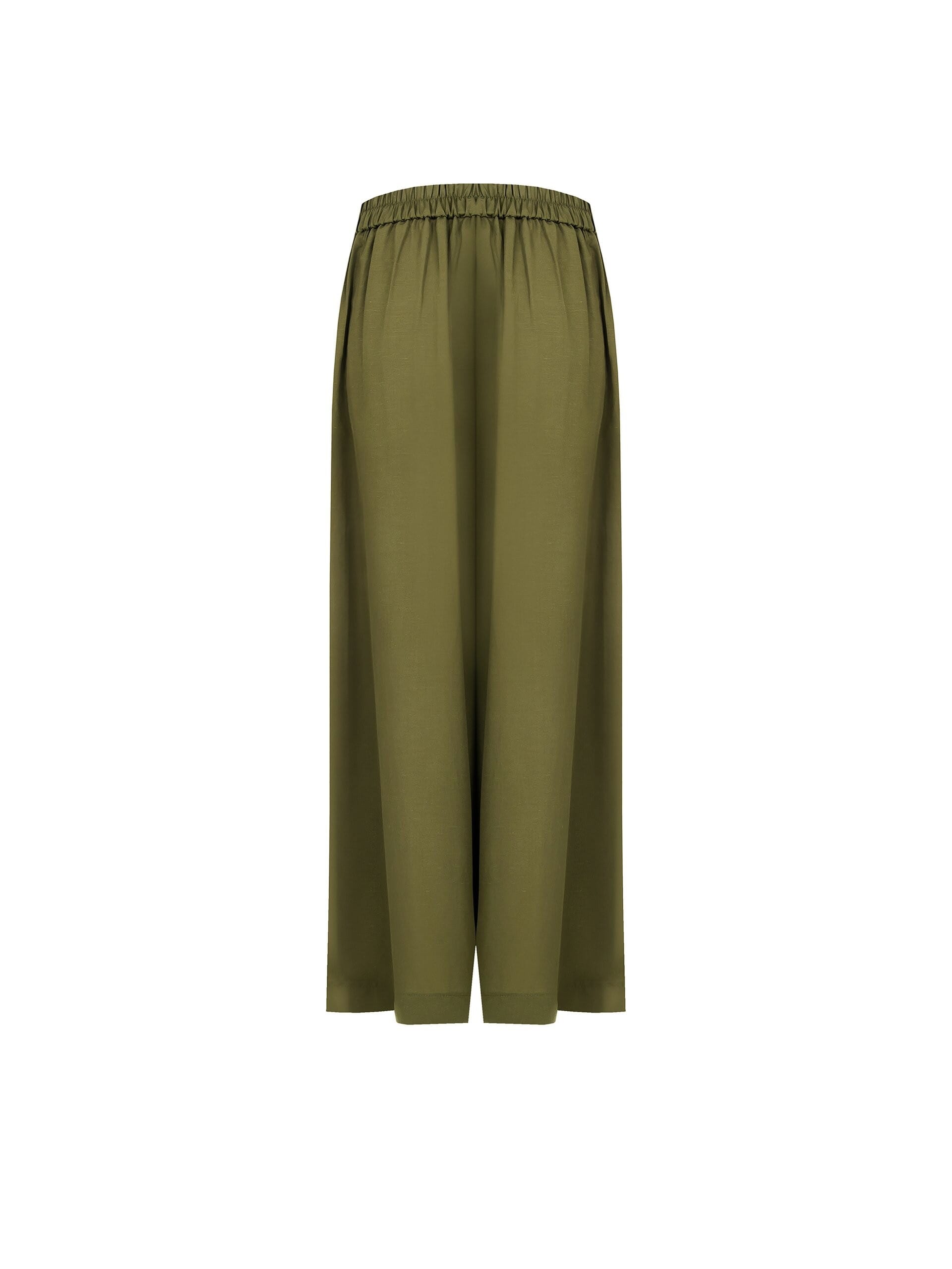 Pantalon de palazzo extra large en viscose et lin mélangés avec poches et dos élastiqué