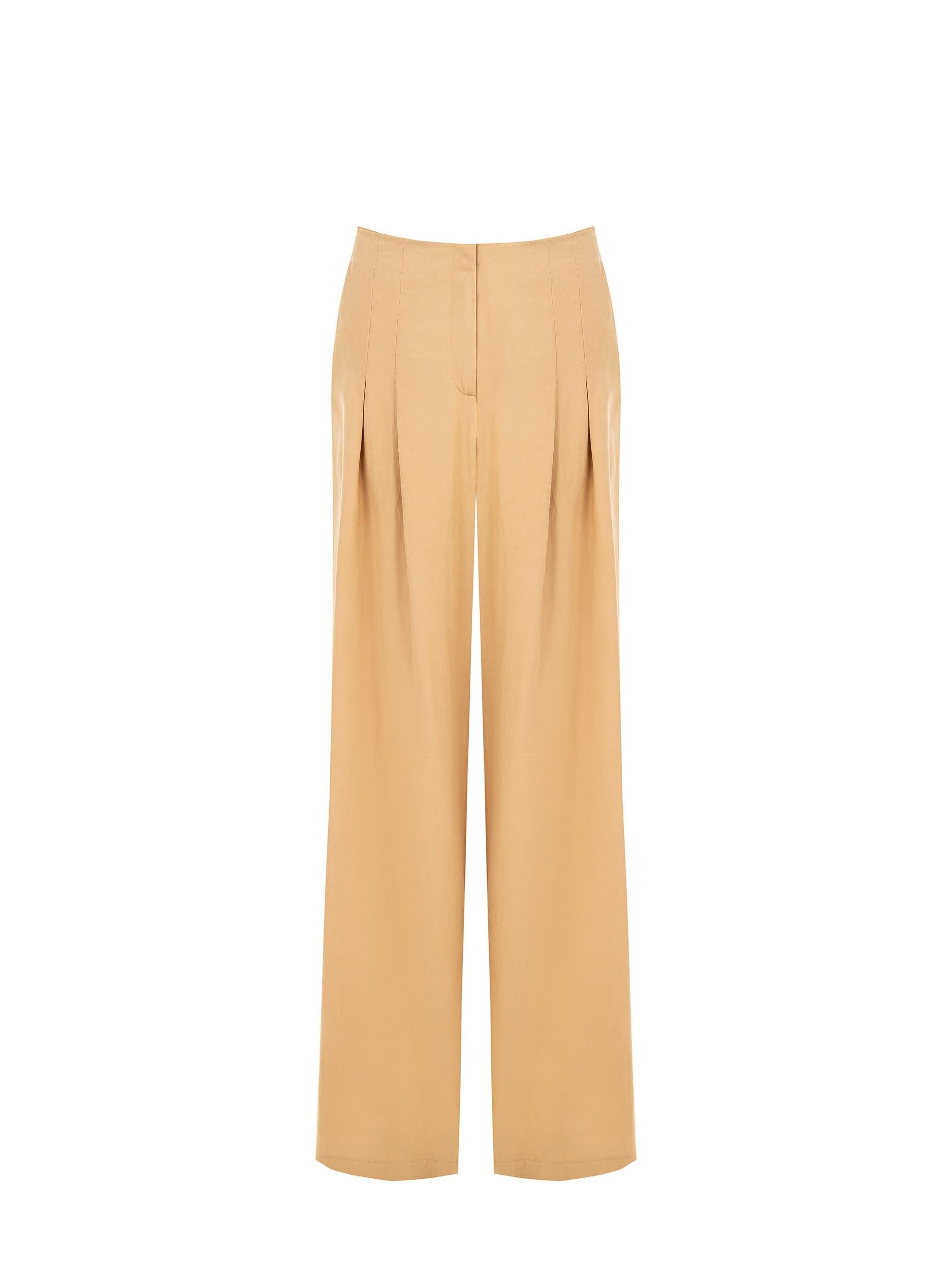 Pantalon palazzo en viscose et lin mélangés avec doubles plis et poches Rinascimento
