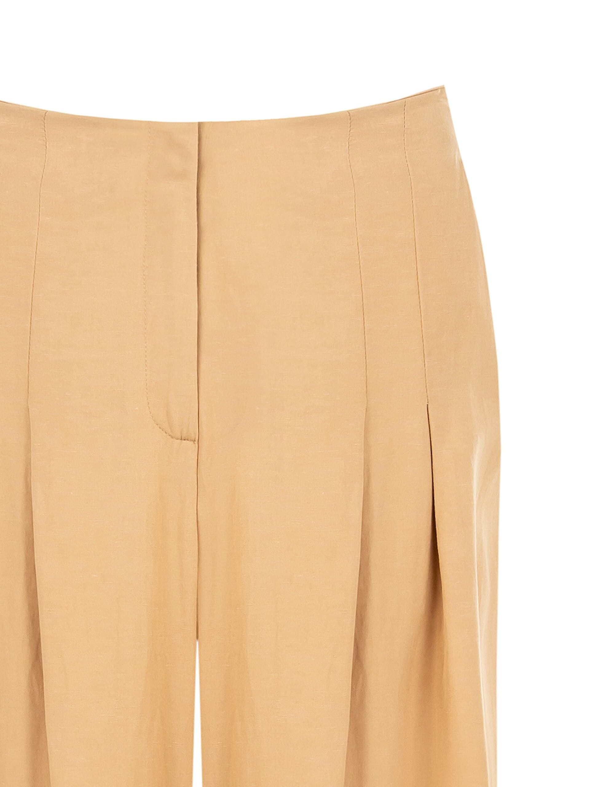 Pantalon palazzo en viscose et lin mélangés avec doubles plis et poches Rinascimento