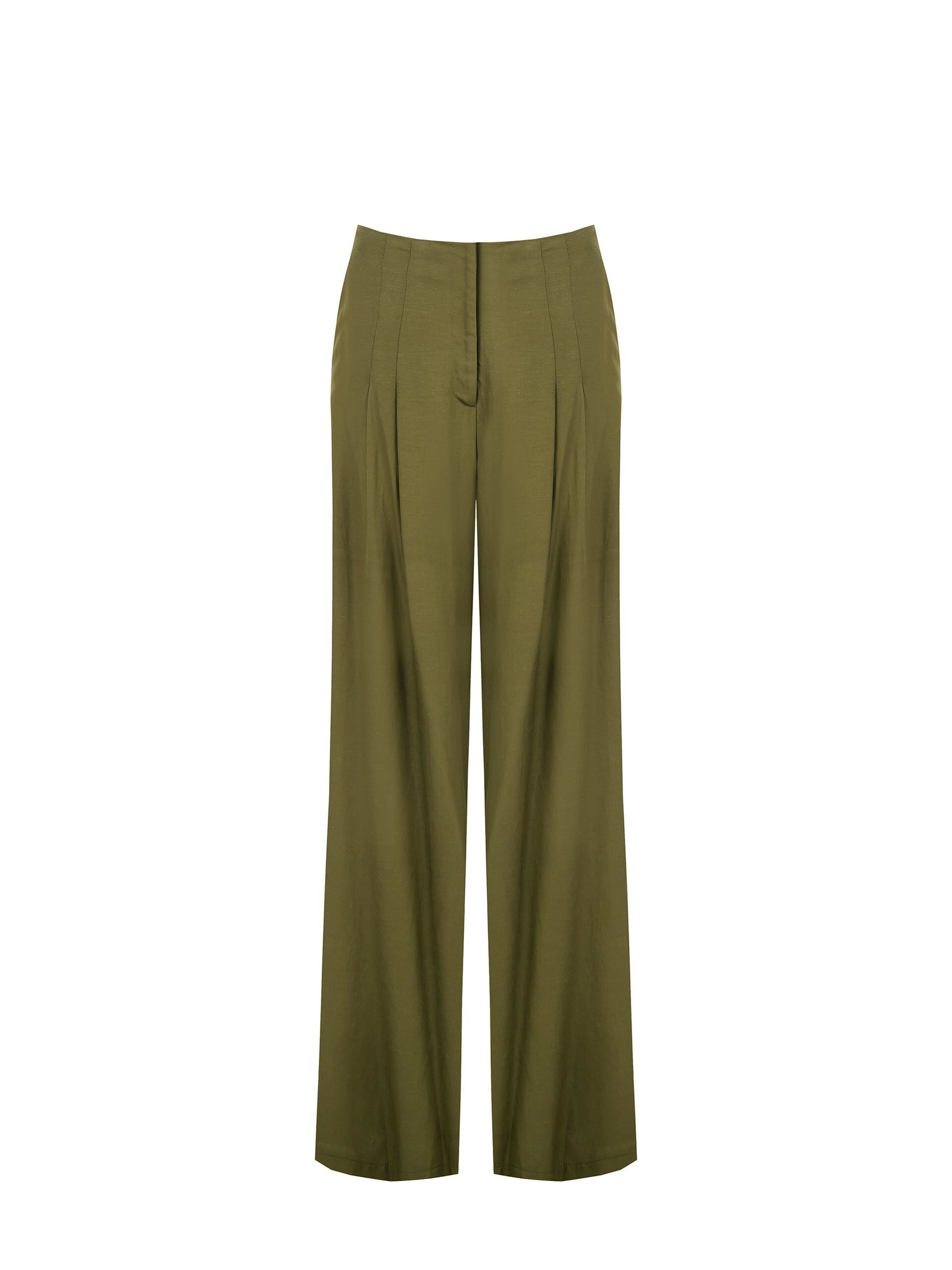 Pantalon palazzo en viscose et lin mélangés avec doubles plis et poches Rinascimento