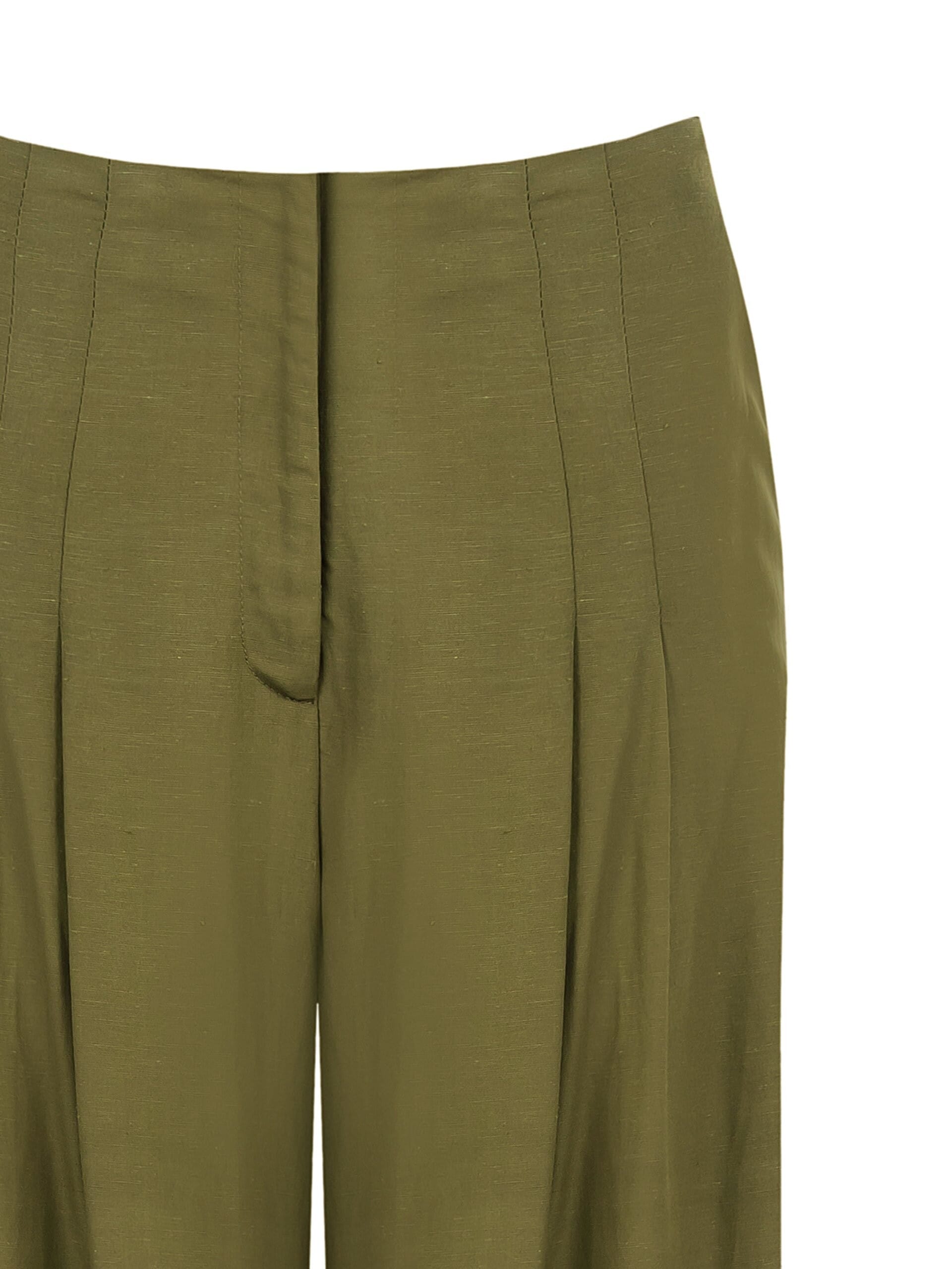 Pantalon palazzo en viscose et lin mélangés avec doubles plis et poches Rinascimento