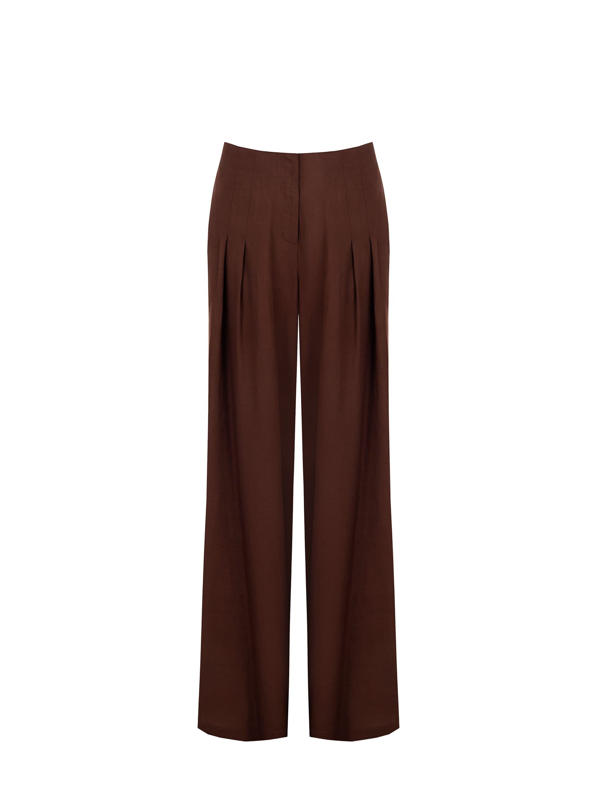 Pantalon palazzo en viscose et lin mélangés avec doubles plis et poches Rinascimento