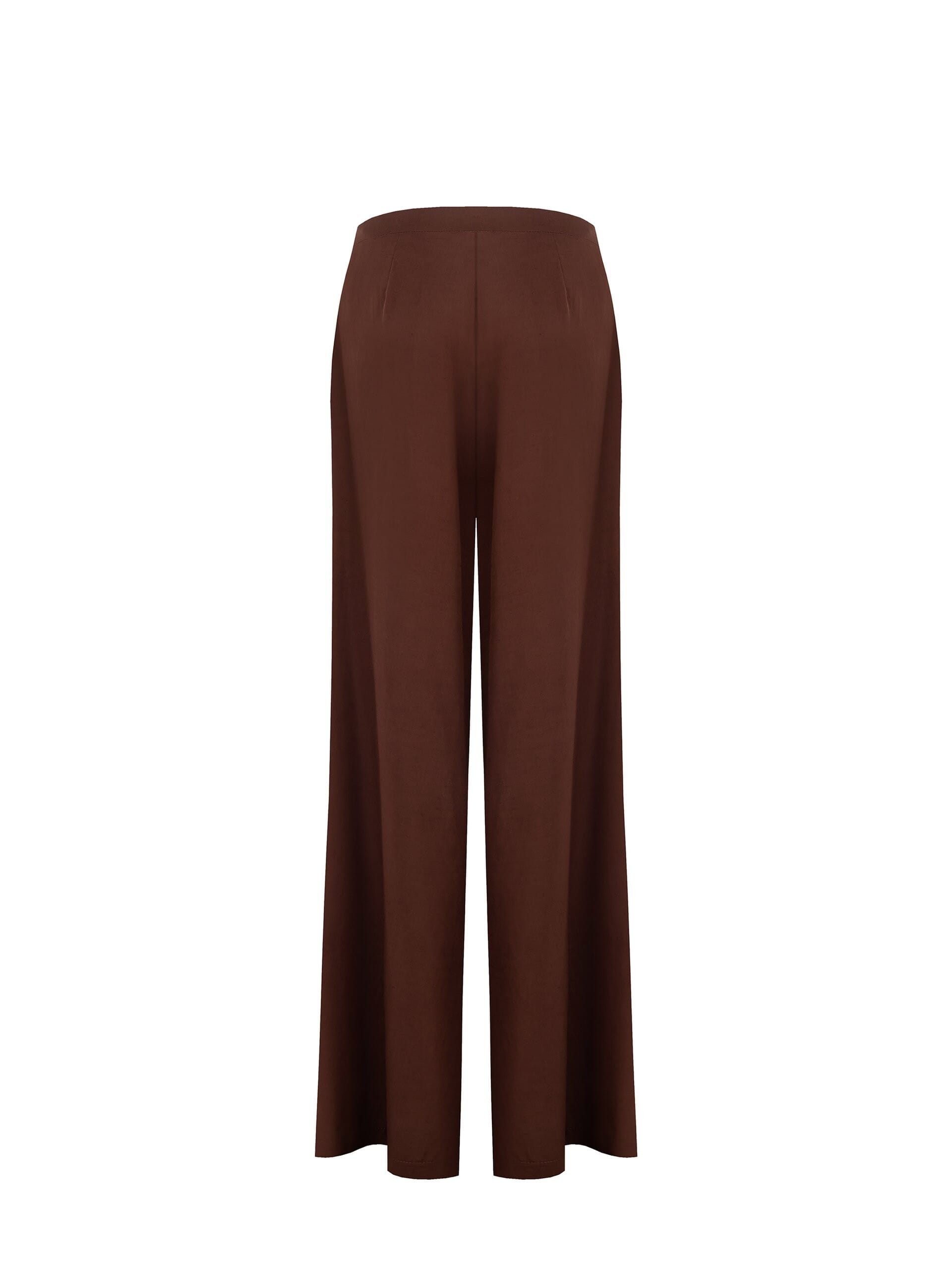 Pantalon palazzo en viscose et lin mélangés avec doubles plis et poches Rinascimento