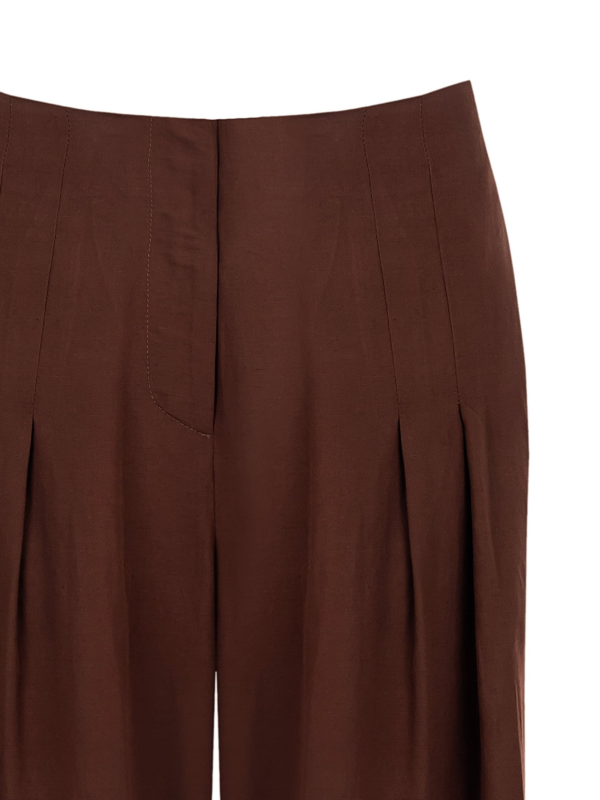 Pantalon palazzo en viscose et lin mélangés avec doubles plis et poches Rinascimento