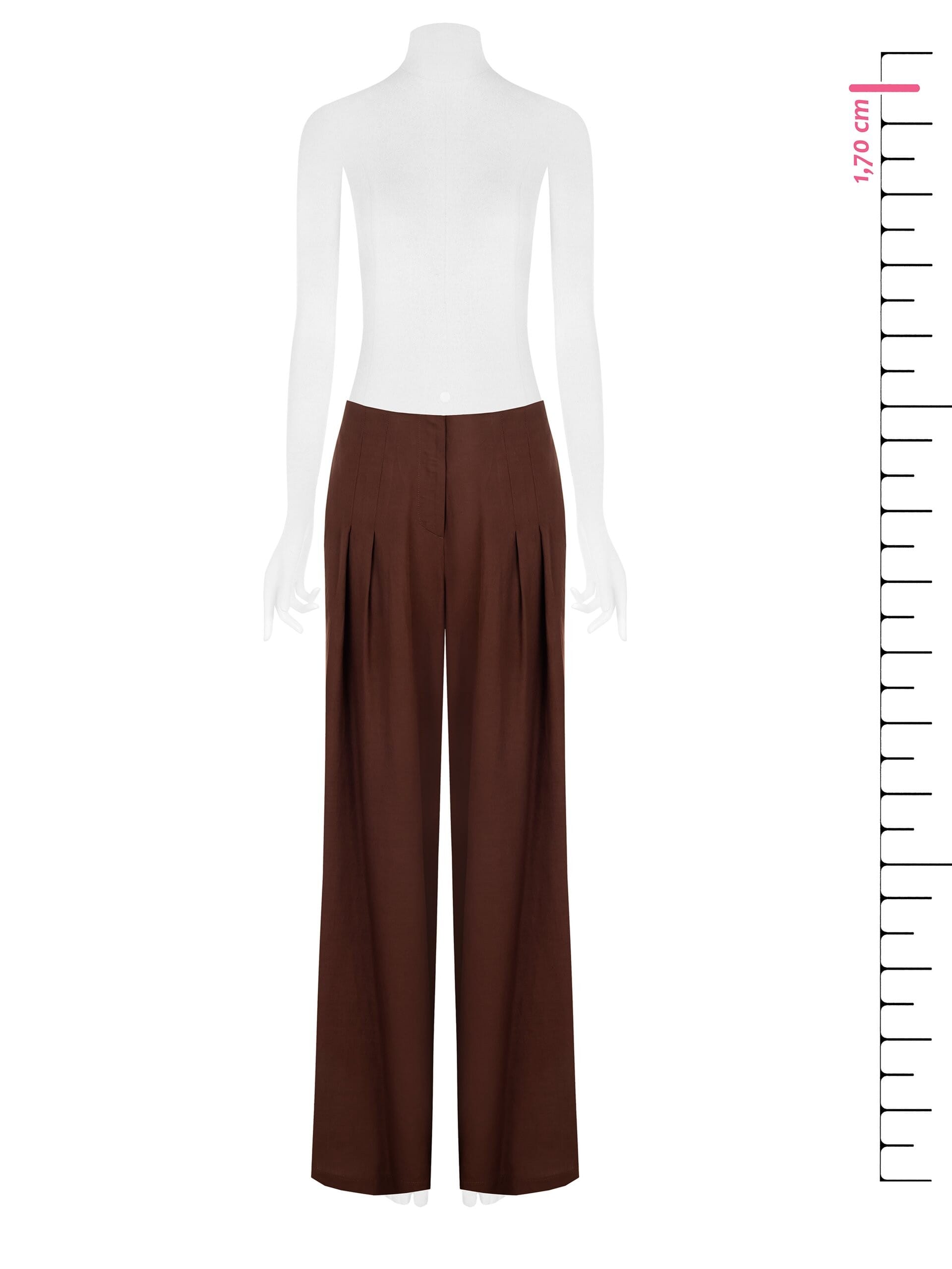 Pantalon palazzo en viscose et lin mélangés avec doubles plis et poches Rinascimento