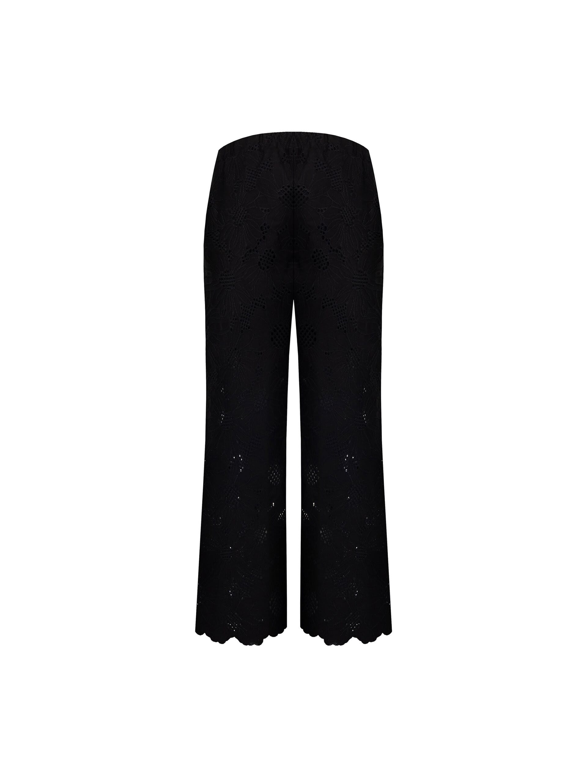 Floral Embroidered And Perforated Cotton Mix Cropped Trousers Rinascimento