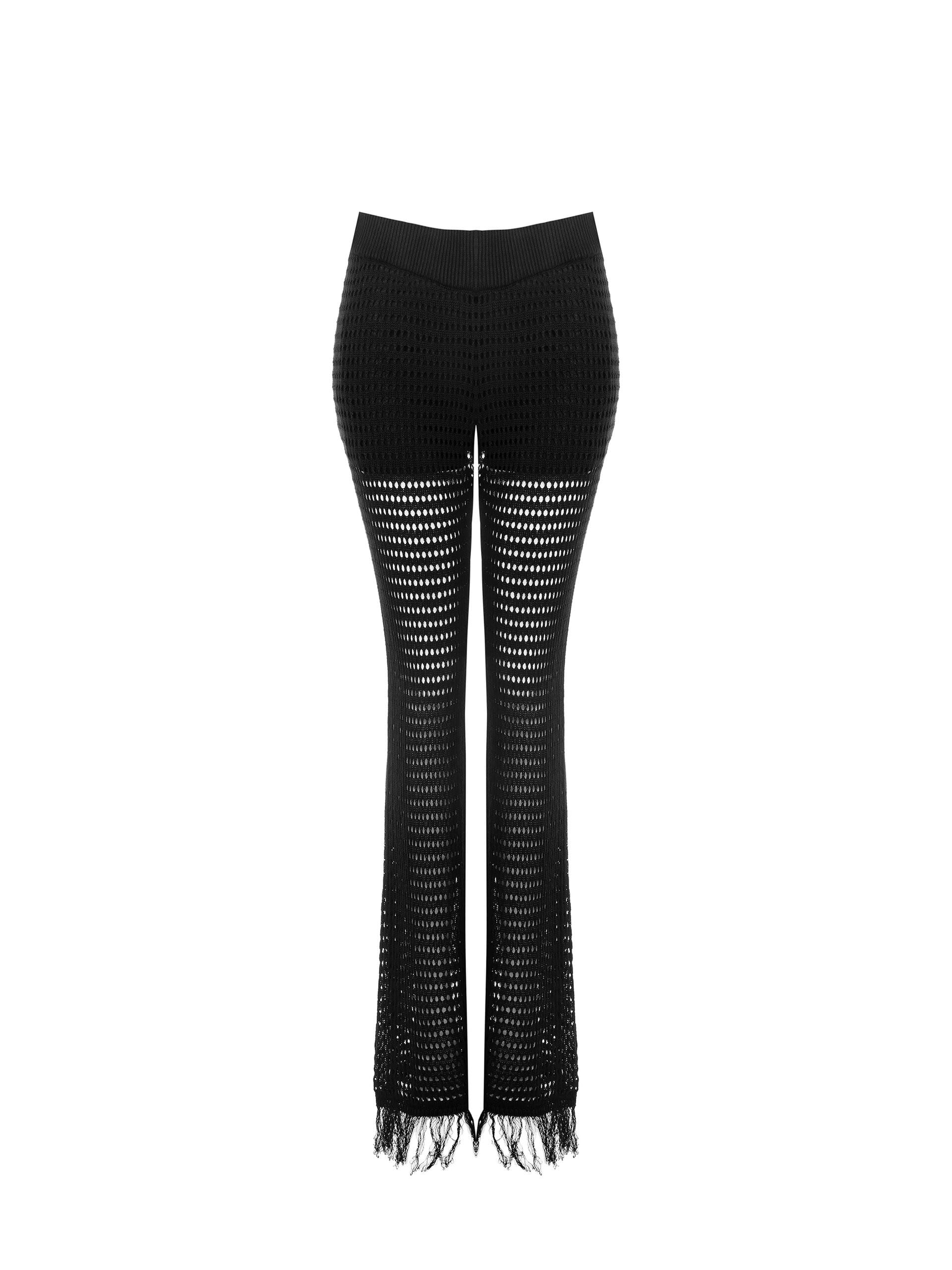 Perforated Knit And Tassels Paunch Trousers With Integrated Shorts Rinascimento